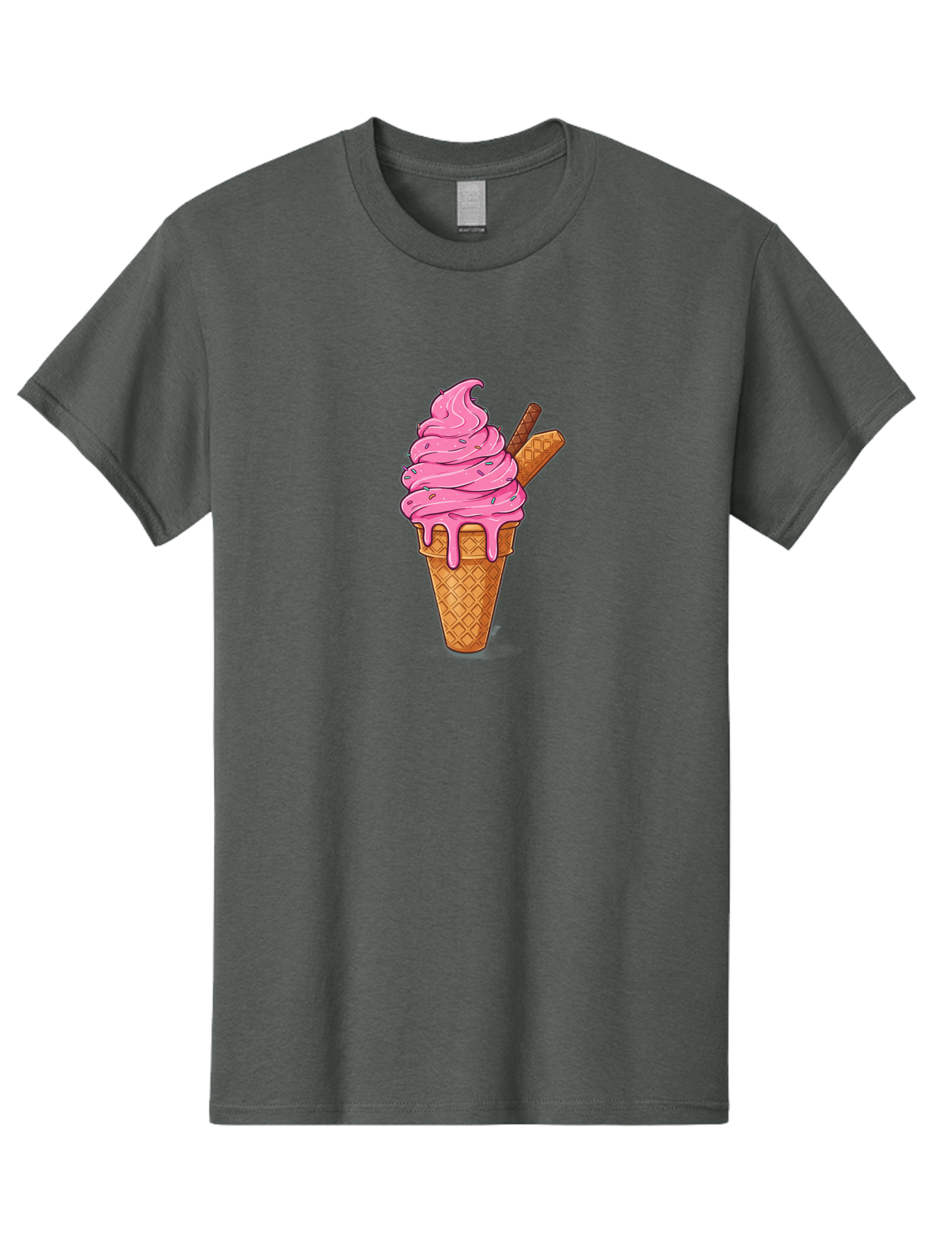 Pink-Ice-Cream-1 Men'S Graphic Tee, 100% Cotton, Comfortable Casual Summer Wear, Machine Washable, Pink Ice Cream Cone, Melting Ice Cream, Waffle Cone, Sprinkles, Wafer Sticks, Sweet Treats, Dessert, Ice Cream Lover, Cartoon Style, Tasty, Bab168 19