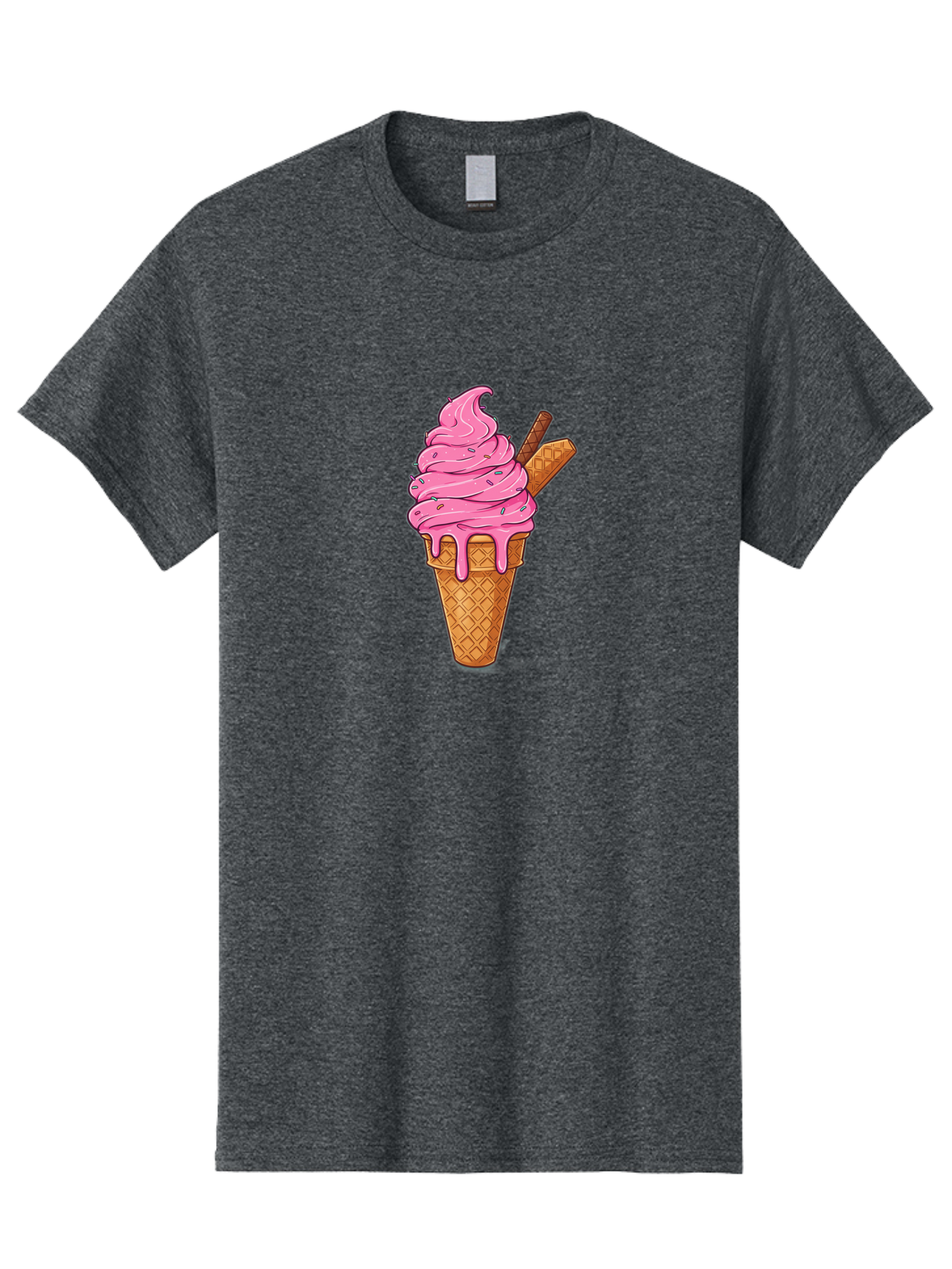 Pink-Ice-Cream-1 Men'S Graphic Tee, 100% Cotton, Comfortable Casual Summer Wear, Machine Washable, Pink Ice Cream Cone, Melting Ice Cream, Waffle Cone, Sprinkles, Wafer Sticks, Sweet Treats, Dessert, Ice Cream Lover, Cartoon Style, Tasty, Bab168 9