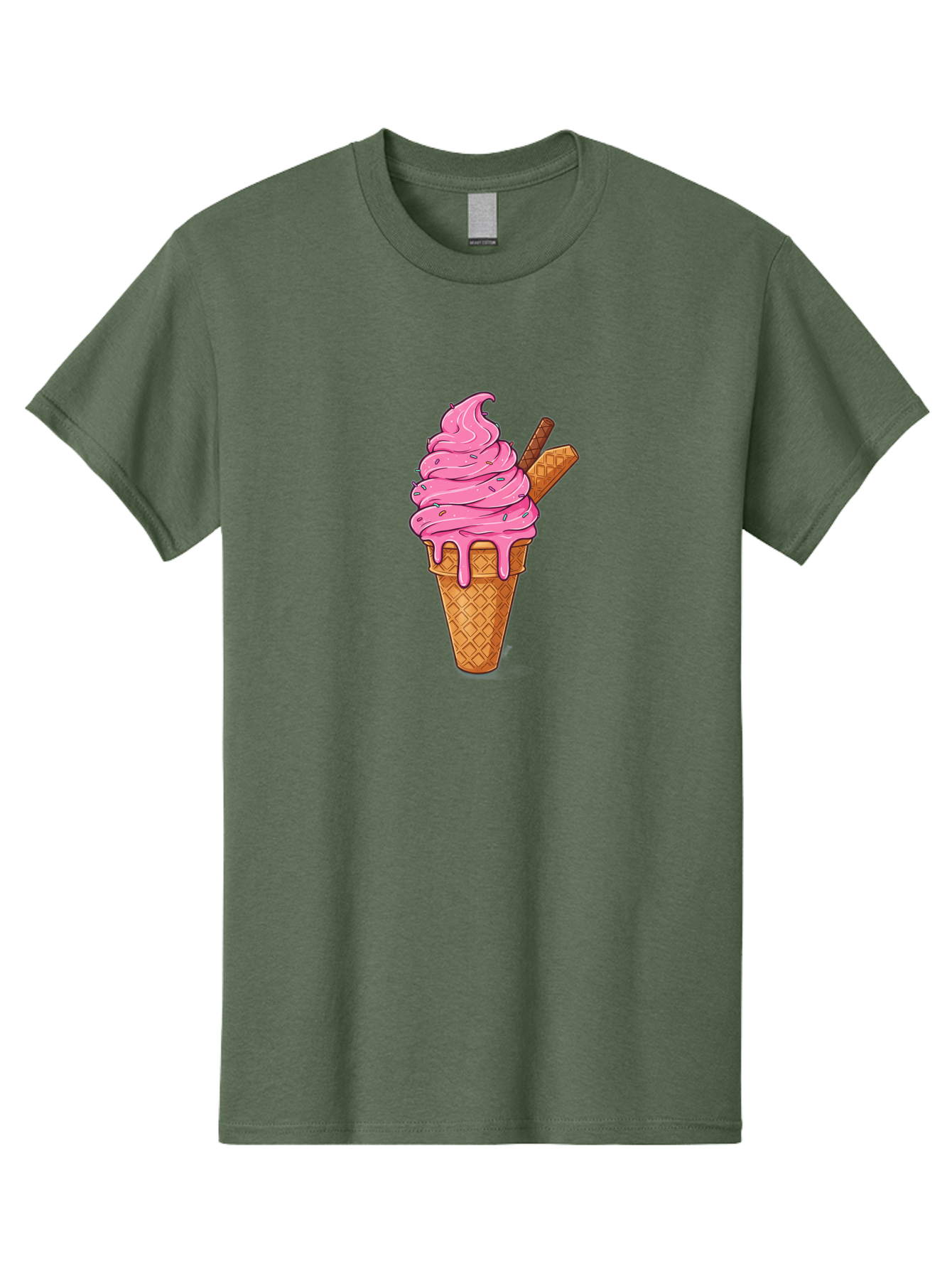 Pink-Ice-Cream-1 Men'S Graphic Tee, 100% Cotton, Comfortable Casual Summer Wear, Machine Washable, Pink Ice Cream Cone, Melting Ice Cream, Waffle Cone, Sprinkles, Wafer Sticks, Sweet Treats, Dessert, Ice Cream Lover, Cartoon Style, Tasty, Bab168 17