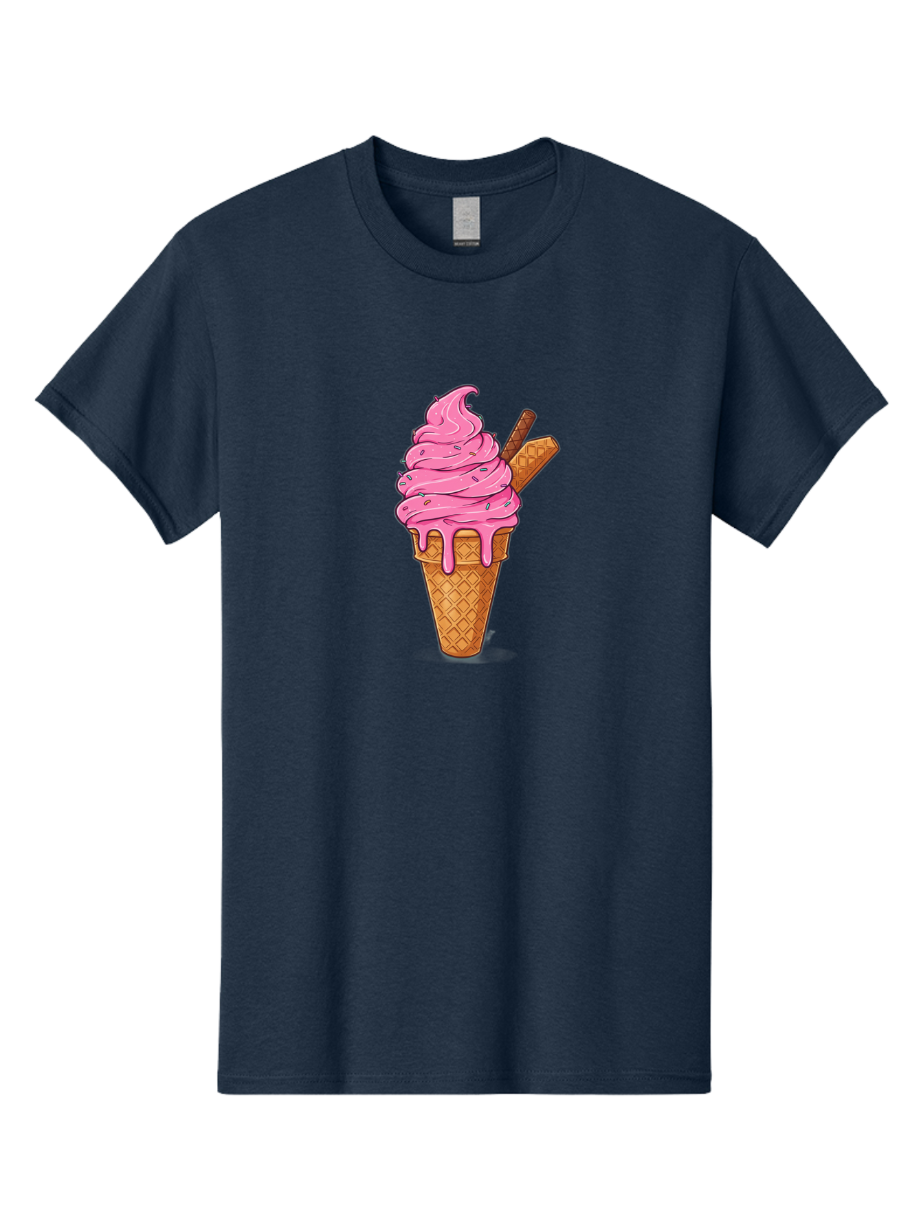 Pink-Ice-Cream-1 Men'S Graphic Tee, 100% Cotton, Comfortable Casual Summer Wear, Machine Washable, Pink Ice Cream Cone, Melting Ice Cream, Waffle Cone, Sprinkles, Wafer Sticks, Sweet Treats, Dessert, Ice Cream Lover, Cartoon Style, Tasty, Bab168 21
