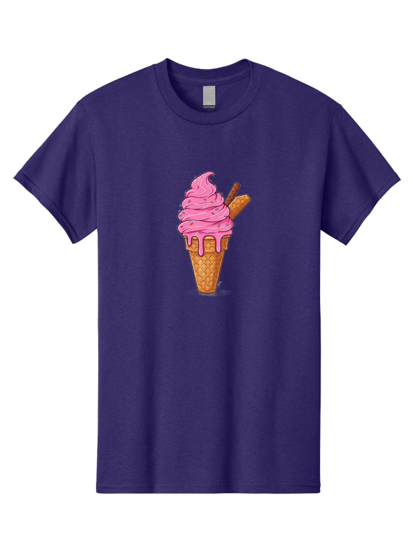 Pink-Ice-Cream-1 Men'S Graphic Tee, 100% Cotton, Comfortable Casual Summer Wear, Machine Washable, Pink Ice Cream Cone, Melting Ice Cream, Waffle Cone, Sprinkles, Wafer Sticks, Sweet Treats, Dessert, Ice Cream Lover, Cartoon Style, Tasty, Bab168 23