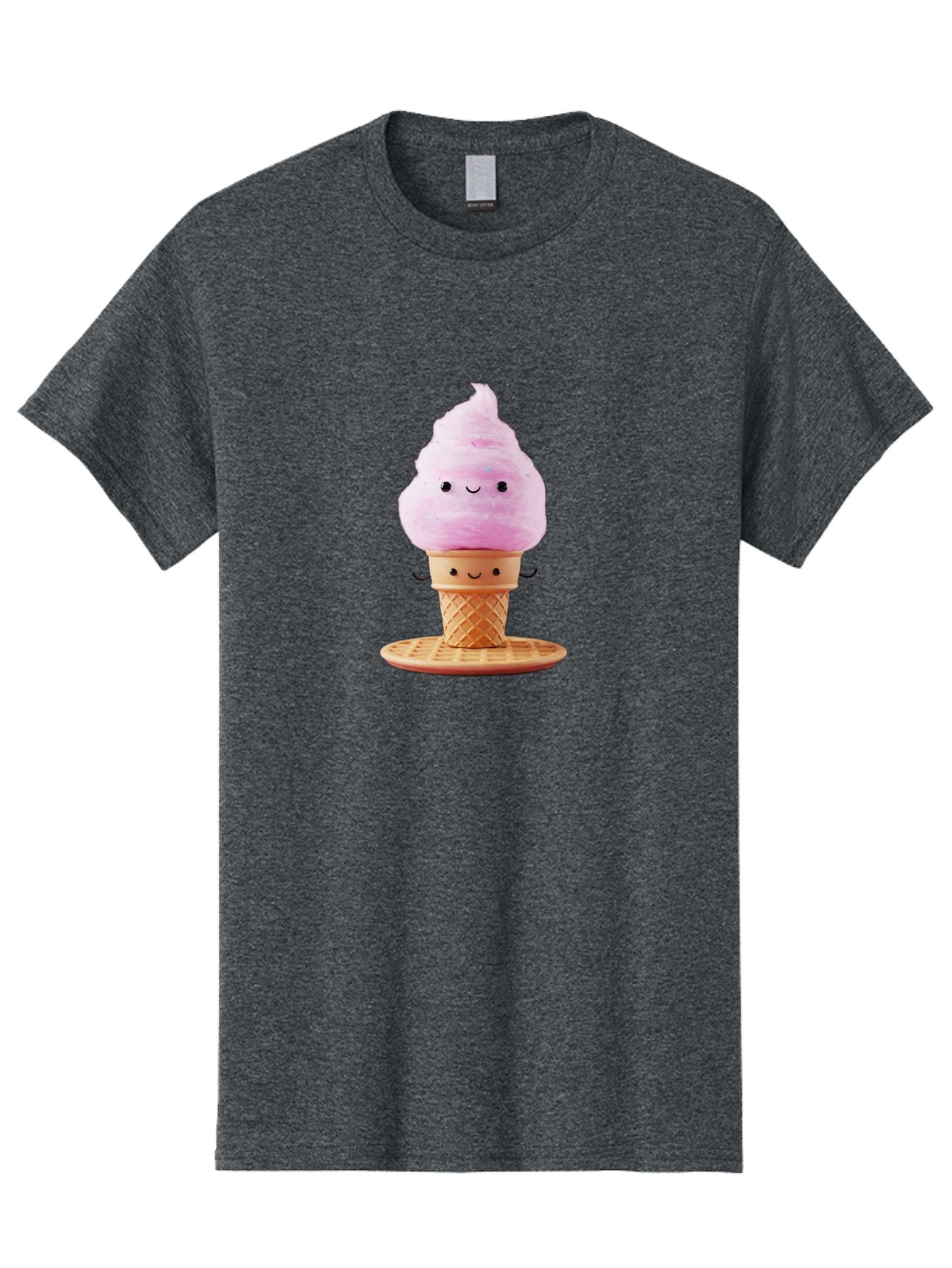 Pink-Ice-Cream-2 Men'S Graphic Tee, 100% Cotton, Comfortable Casual Summer Wear, Machine Washable, Pink Ice Cream, Soft Serve Ice Cream, Happy Face, Kawaii Design, Cute Dessert, Ice Cream Cone, Sweet Treat, Cartoon Character Bab169 13