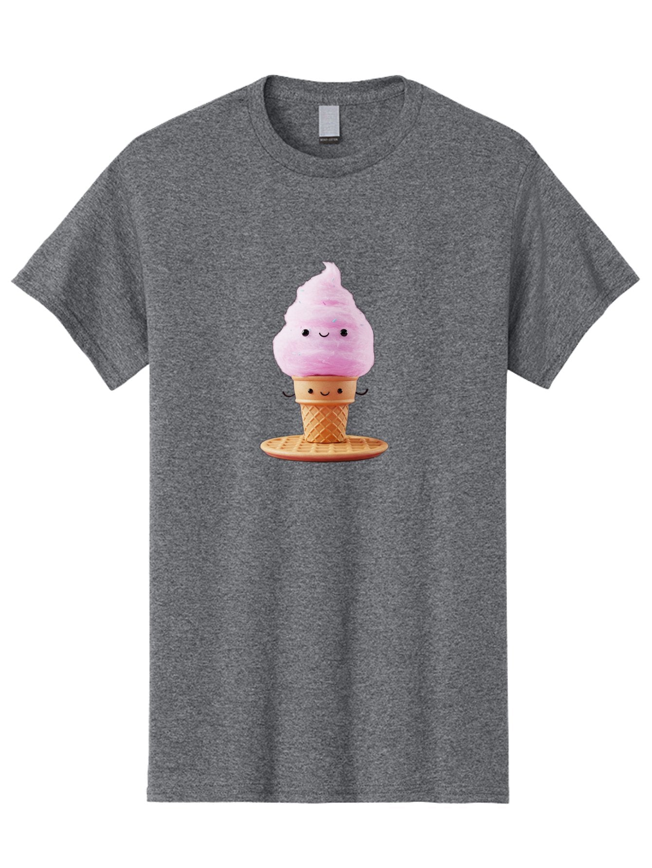 Pink-Ice-Cream-2 Men'S Graphic Tee, 100% Cotton, Comfortable Casual Summer Wear, Machine Washable, Pink Ice Cream, Soft Serve Ice Cream, Happy Face, Kawaii Design, Cute Dessert, Ice Cream Cone, Sweet Treat, Cartoon Character Bab169 15