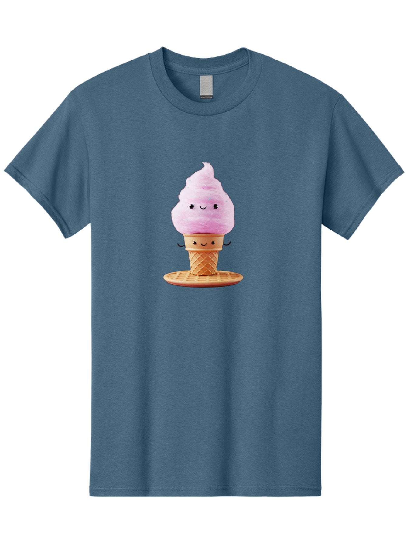 Pink-Ice-Cream-2 Men'S Graphic Tee, 100% Cotton, Comfortable Casual Summer Wear, Machine Washable, Pink Ice Cream, Soft Serve Ice Cream, Happy Face, Kawaii Design, Cute Dessert, Ice Cream Cone, Sweet Treat, Cartoon Character Bab169
