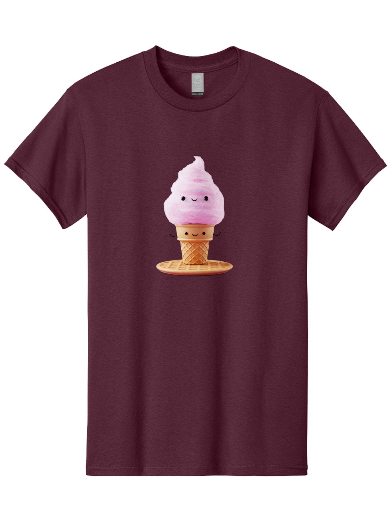 Pink-Ice-Cream-2 Men'S Graphic Tee, 100% Cotton, Comfortable Casual Summer Wear, Machine Washable, Pink Ice Cream, Soft Serve Ice Cream, Happy Face, Kawaii Design, Cute Dessert, Ice Cream Cone, Sweet Treat, Cartoon Character Bab169 7