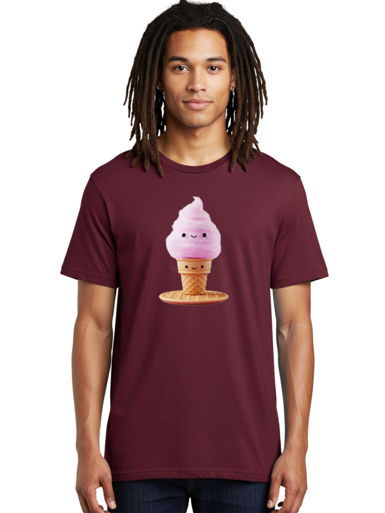 Pink-Ice-Cream-2 Men'S Graphic Tee, 100% Cotton, Comfortable Casual Summer Wear, Machine Washable, Pink Ice Cream, Soft Serve Ice Cream, Happy Face, Kawaii Design, Cute Dessert, Ice Cream Cone, Sweet Treat, Cartoon Character Bab169 16