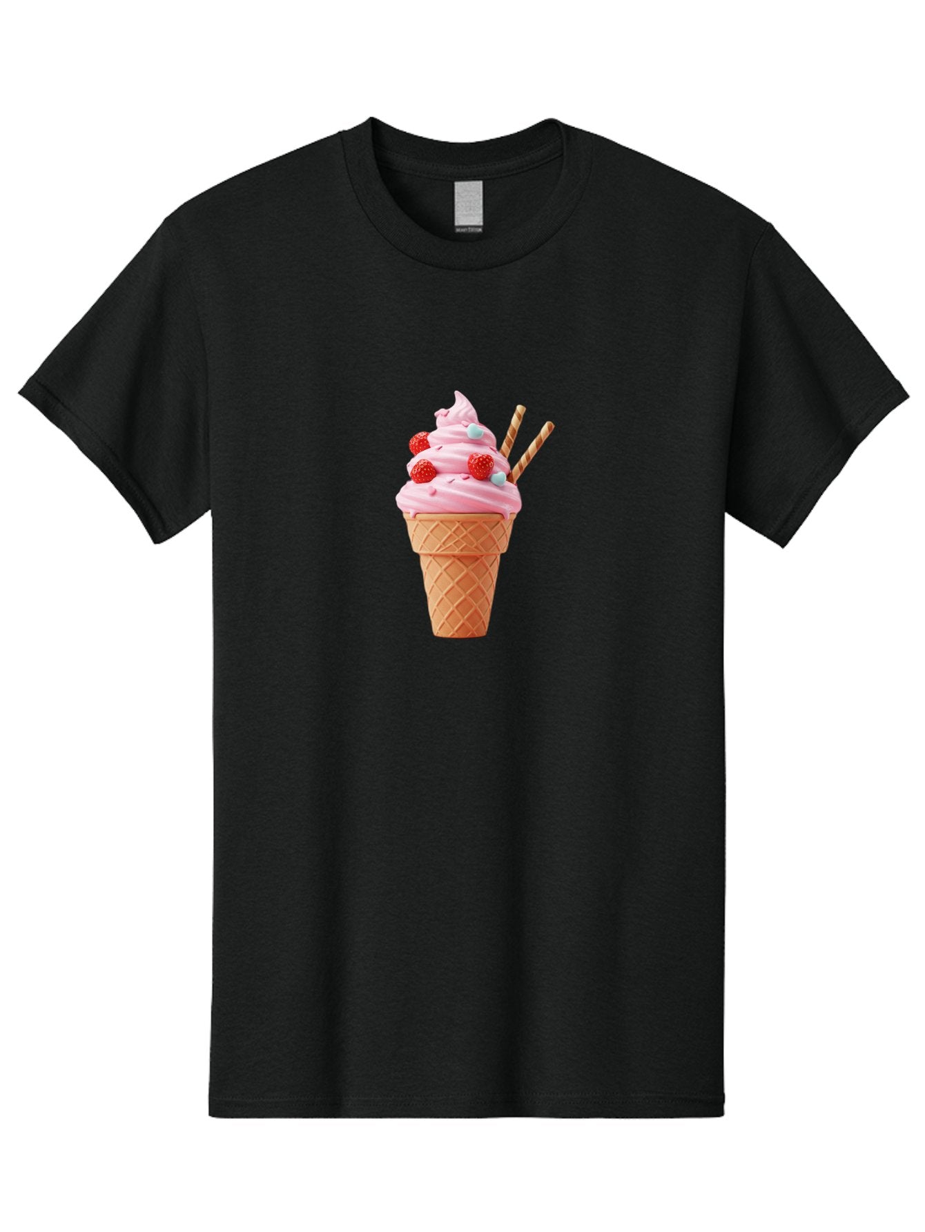 Pink-Ice-Cream-Cone Men'S Graphic Tee, 100% Cotton, Comfortable Casual Summer Wear, Machine Washable, Pink Ice Cream, Ice Cream Cone, Waffle Cone, Soft-Serve Ice Cream, Sweet Treats, Frozen Dessert, Summer Fun, Colorful Sprinkles, Bab170 10