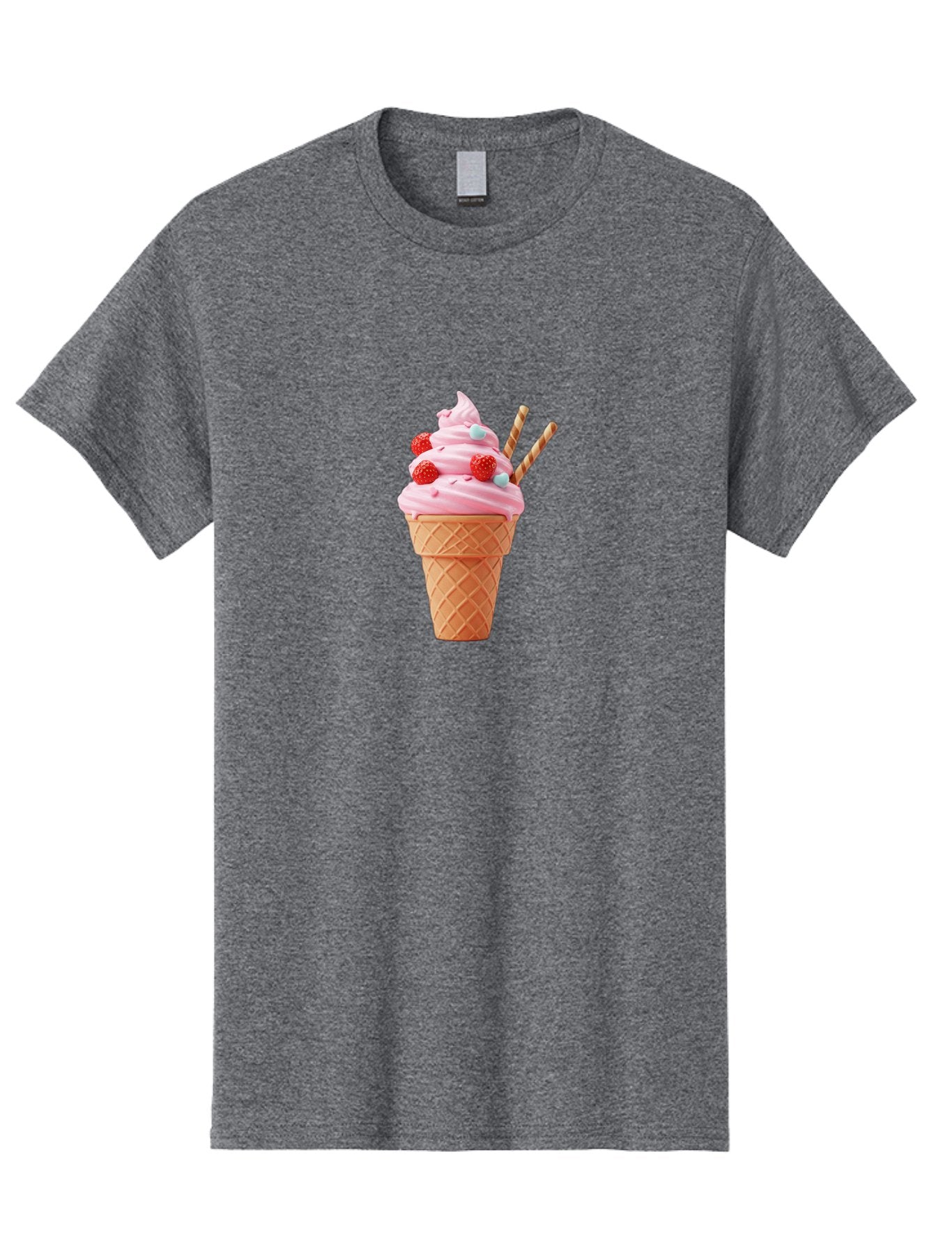 Pink-Ice-Cream-Cone Men'S Graphic Tee, 100% Cotton, Comfortable Casual Summer Wear, Machine Washable, Pink Ice Cream, Ice Cream Cone, Waffle Cone, Soft-Serve Ice Cream, Sweet Treats, Frozen Dessert, Summer Fun, Colorful Sprinkles, Bab170 6