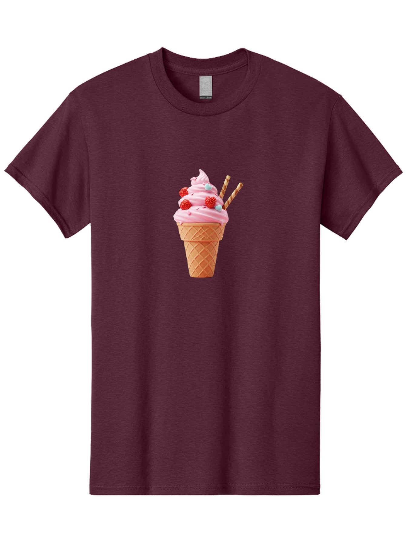 Pink-Ice-Cream-Cone Men'S Graphic Tee, 100% Cotton, Comfortable Casual Summer Wear, Machine Washable, Pink Ice Cream, Ice Cream Cone, Waffle Cone, Soft-Serve Ice Cream, Sweet Treats, Frozen Dessert, Summer Fun, Colorful Sprinkles, Bab170 7