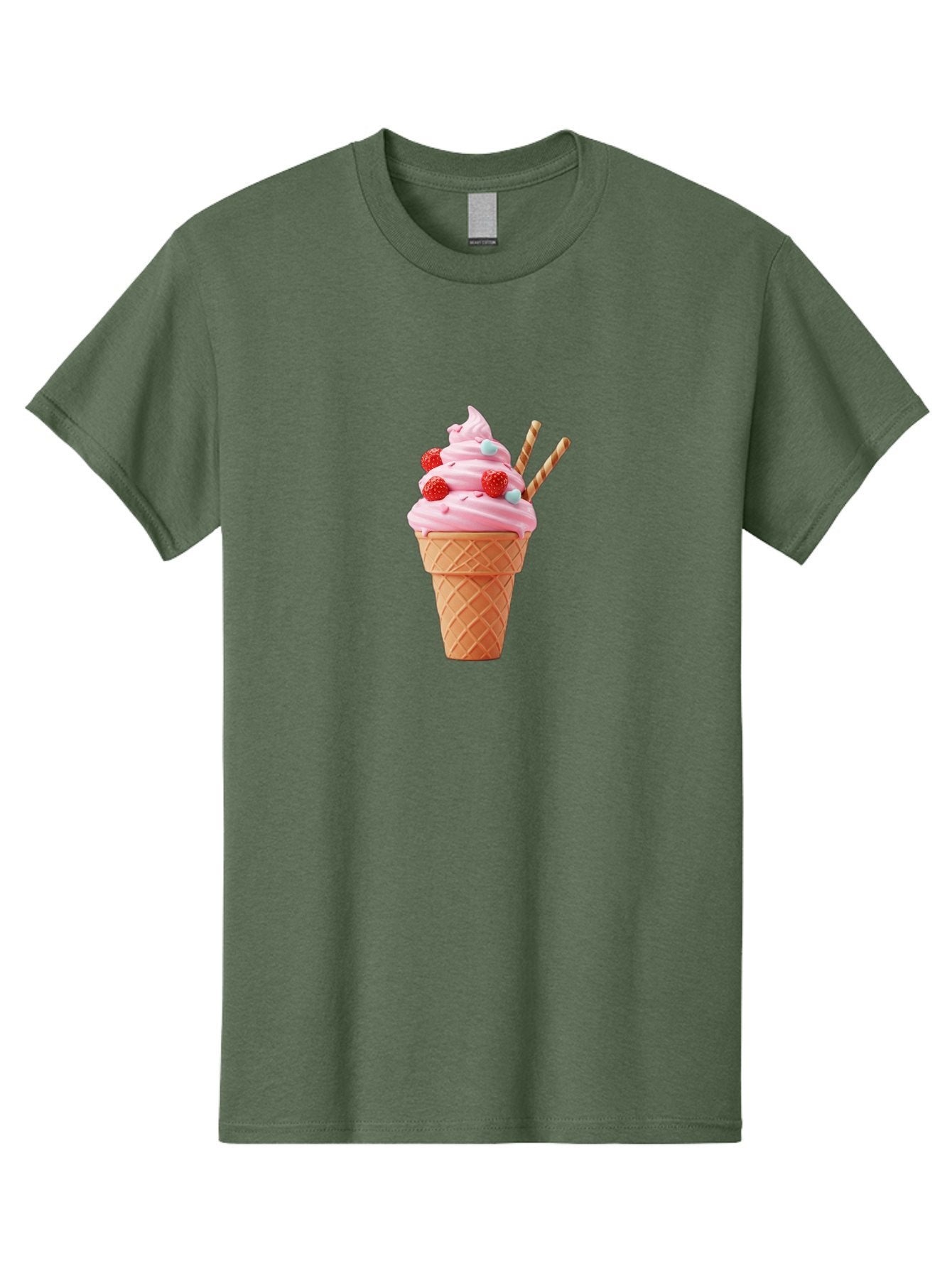 Pink-Ice-Cream-Cone Men'S Graphic Tee, 100% Cotton, Comfortable Casual Summer Wear, Machine Washable, Pink Ice Cream, Ice Cream Cone, Waffle Cone, Soft-Serve Ice Cream, Sweet Treats, Frozen Dessert, Summer Fun, Colorful Sprinkles, Bab170 5