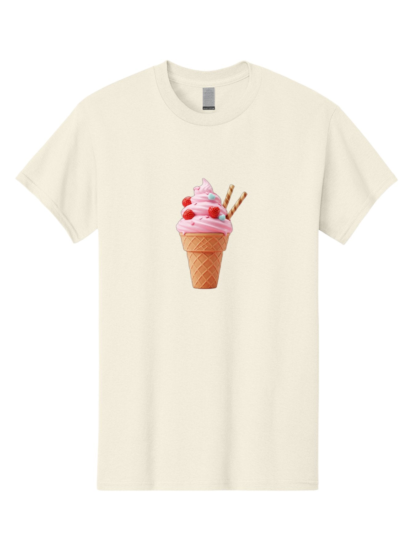 Pink-Ice-Cream-Cone Men'S Graphic Tee, 100% Cotton, Comfortable Casual Summer Wear, Machine Washable, Pink Ice Cream, Ice Cream Cone, Waffle Cone, Soft-Serve Ice Cream, Sweet Treats, Frozen Dessert, Summer Fun, Colorful Sprinkles, Bab170 15
