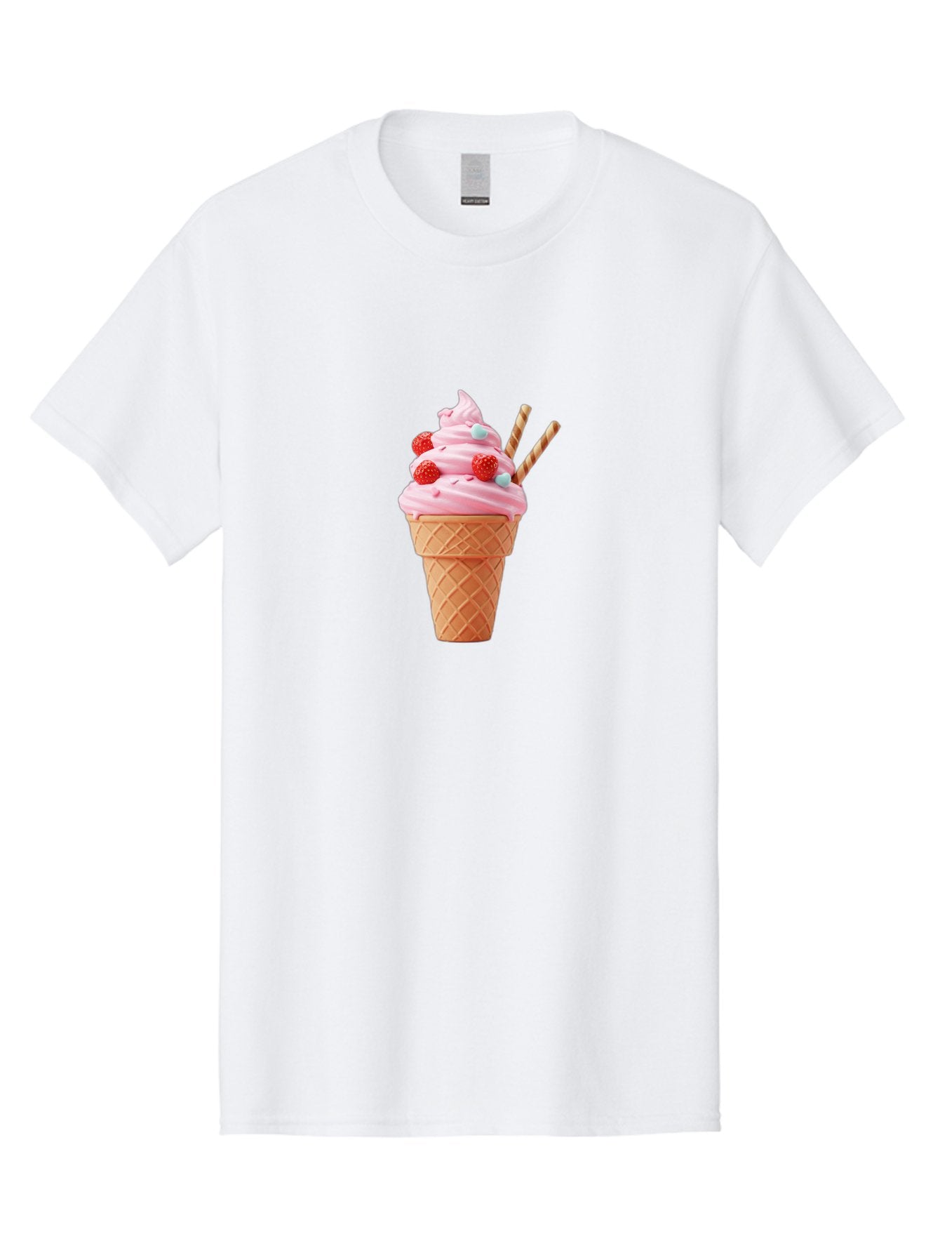 Pink-Ice-Cream-Cone Men'S Graphic Tee, 100% Cotton, Comfortable Casual Summer Wear, Machine Washable, Pink Ice Cream, Ice Cream Cone, Waffle Cone, Soft-Serve Ice Cream, Sweet Treats, Frozen Dessert, Summer Fun, Colorful Sprinkles, Bab170 11