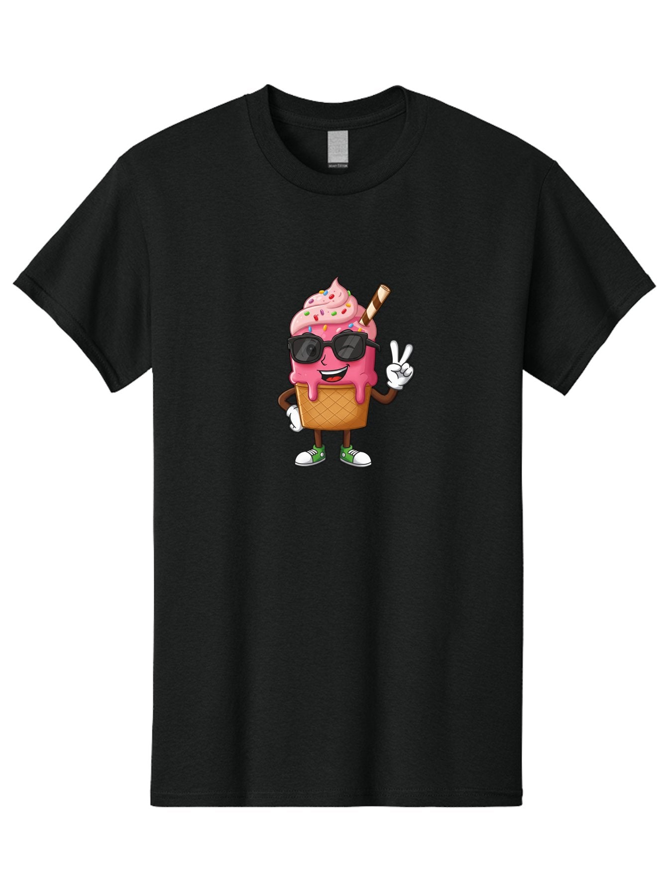 Pink-Ice-Cream Men'S Graphic Tee, 100% Cotton, Comfortable Casual Summer Wear, Machine Washable, Ice Cream Cone, Pink Ice Cream, Sprinkles, Sunglasses, Peace Sign, Cartoon Character, Sweet Treat, Summer Fun, Colorful Dessert, Fun Food, Tasty, Bab171 7