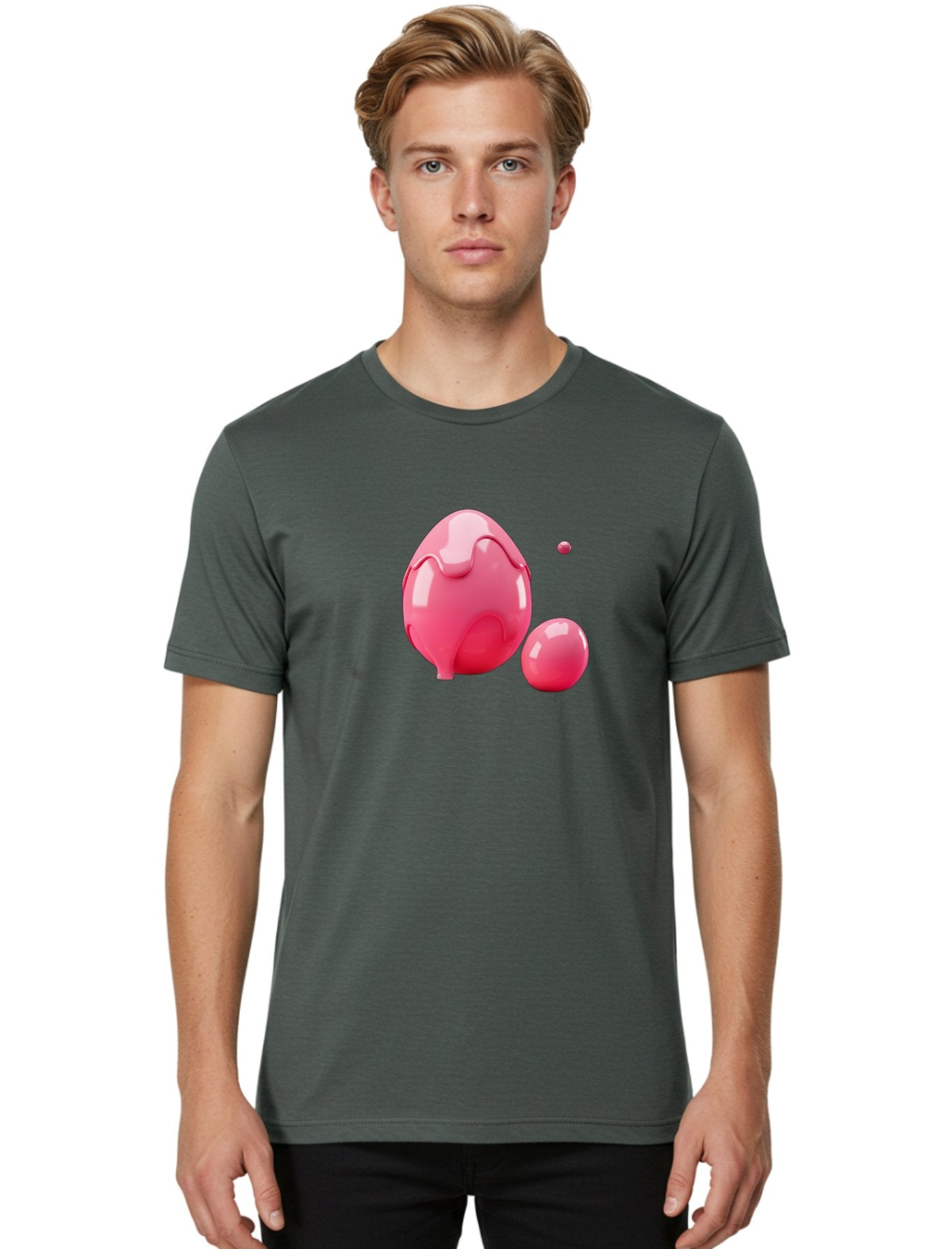 Pink-Liquid-Spheres Men'S Graphic Tee, 100% Cotton, Comfortable Casual Summer Wear, Machine Washable, Pink Liquid, 3D Render, Glossy Spheres, Abstract Shapes, Vibrant Colors, Digital Art, Modern Design, Fluid Forms Bab172 29