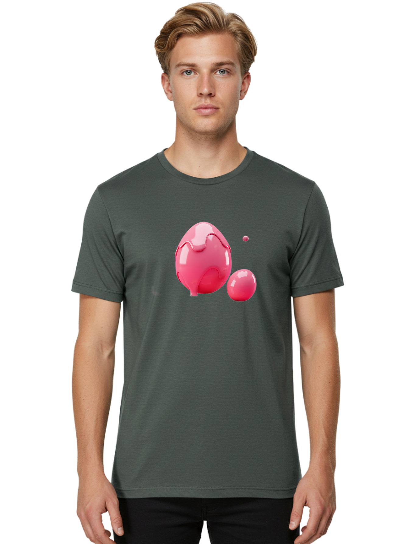 Pink-Liquid-Spheres Men'S Graphic Tee, 100% Cotton, Comfortable Casual Summer Wear, Machine Washable, Pink Liquid, 3D Render, Glossy Spheres, Abstract Shapes, Vibrant Colors, Digital Art, Modern Design, Fluid Forms Bab172 20