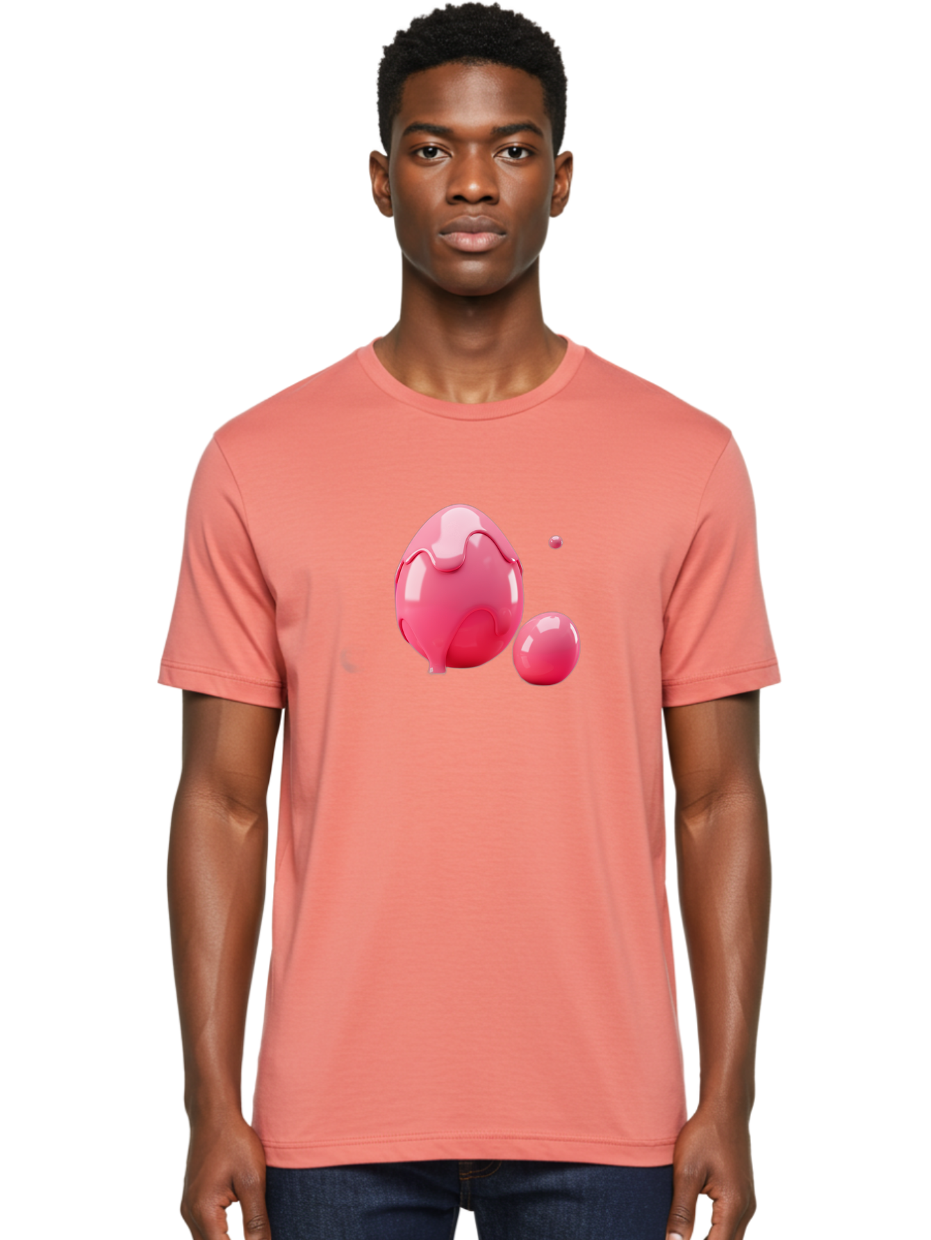 Pink-Liquid-Spheres Men'S Graphic Tee, 100% Cotton, Comfortable Casual Summer Wear, Machine Washable, Pink Liquid, 3D Render, Glossy Spheres, Abstract Shapes, Vibrant Colors, Digital Art, Modern Design, Fluid Forms Bab172