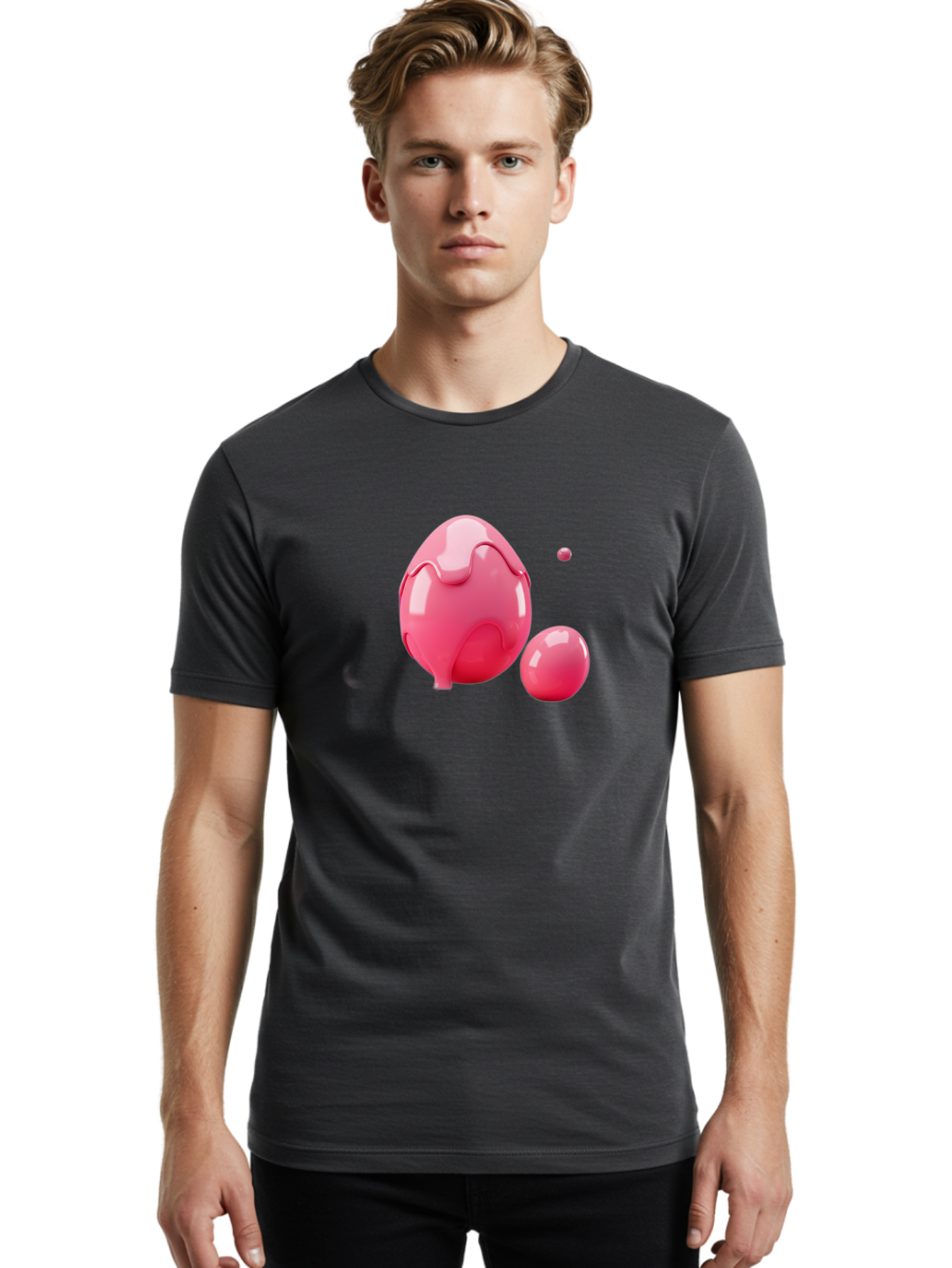 Pink-Liquid-Spheres Men'S Graphic Tee, 100% Cotton, Comfortable Casual Summer Wear, Machine Washable, Pink Liquid, 3D Render, Glossy Spheres, Abstract Shapes, Vibrant Colors, Digital Art, Modern Design, Fluid Forms Bab172 10