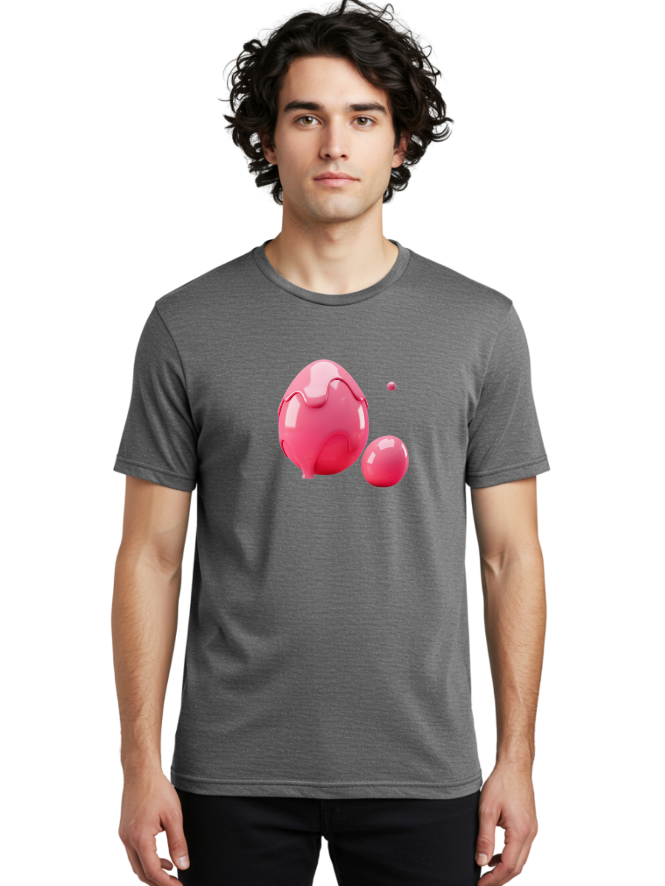 Pink-Liquid-Spheres Men'S Graphic Tee, 100% Cotton, Comfortable Casual Summer Wear, Machine Washable, Pink Liquid, 3D Render, Glossy Spheres, Abstract Shapes, Vibrant Colors, Digital Art, Modern Design, Fluid Forms Bab172 12