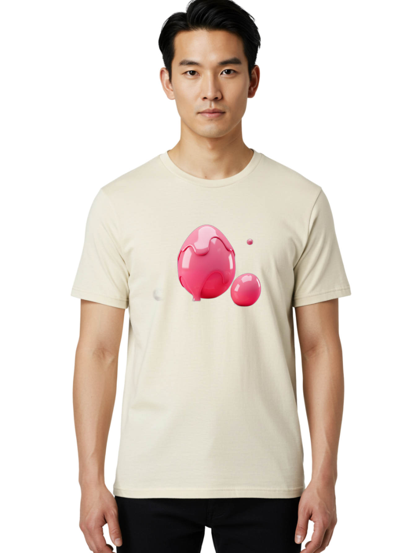 Pink-Liquid-Spheres Men'S Graphic Tee, 100% Cotton, Comfortable Casual Summer Wear, Machine Washable, Pink Liquid, 3D Render, Glossy Spheres, Abstract Shapes, Vibrant Colors, Digital Art, Modern Design, Fluid Forms Bab172 6