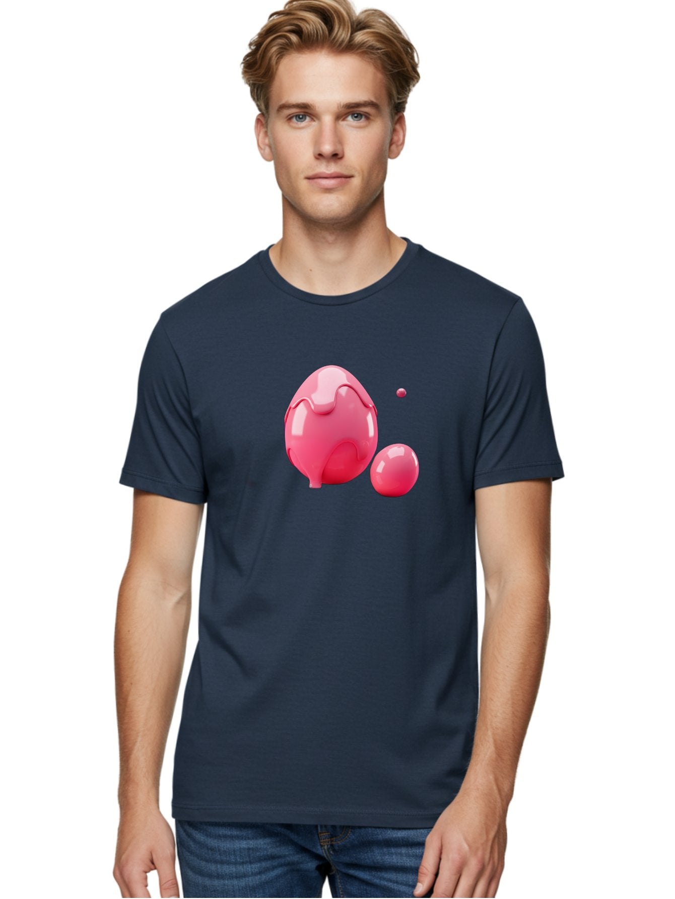 Pink-Liquid-Spheres Men'S Graphic Tee, 100% Cotton, Comfortable Casual Summer Wear, Machine Washable, Pink Liquid, 3D Render, Glossy Spheres, Abstract Shapes, Vibrant Colors, Digital Art, Modern Design, Fluid Forms Bab172 21