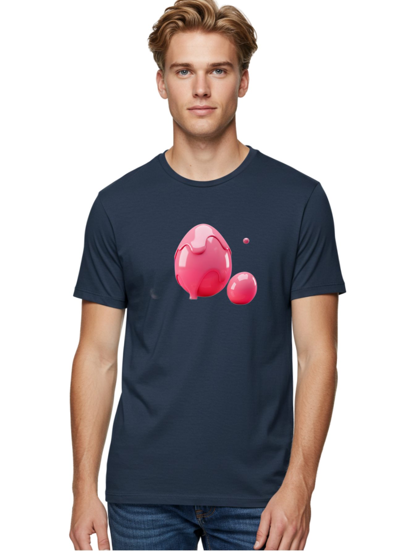 Pink-Liquid-Spheres Men'S Graphic Tee, 100% Cotton, Comfortable Casual Summer Wear, Machine Washable, Pink Liquid, 3D Render, Glossy Spheres, Abstract Shapes, Vibrant Colors, Digital Art, Modern Design, Fluid Forms Bab172 22