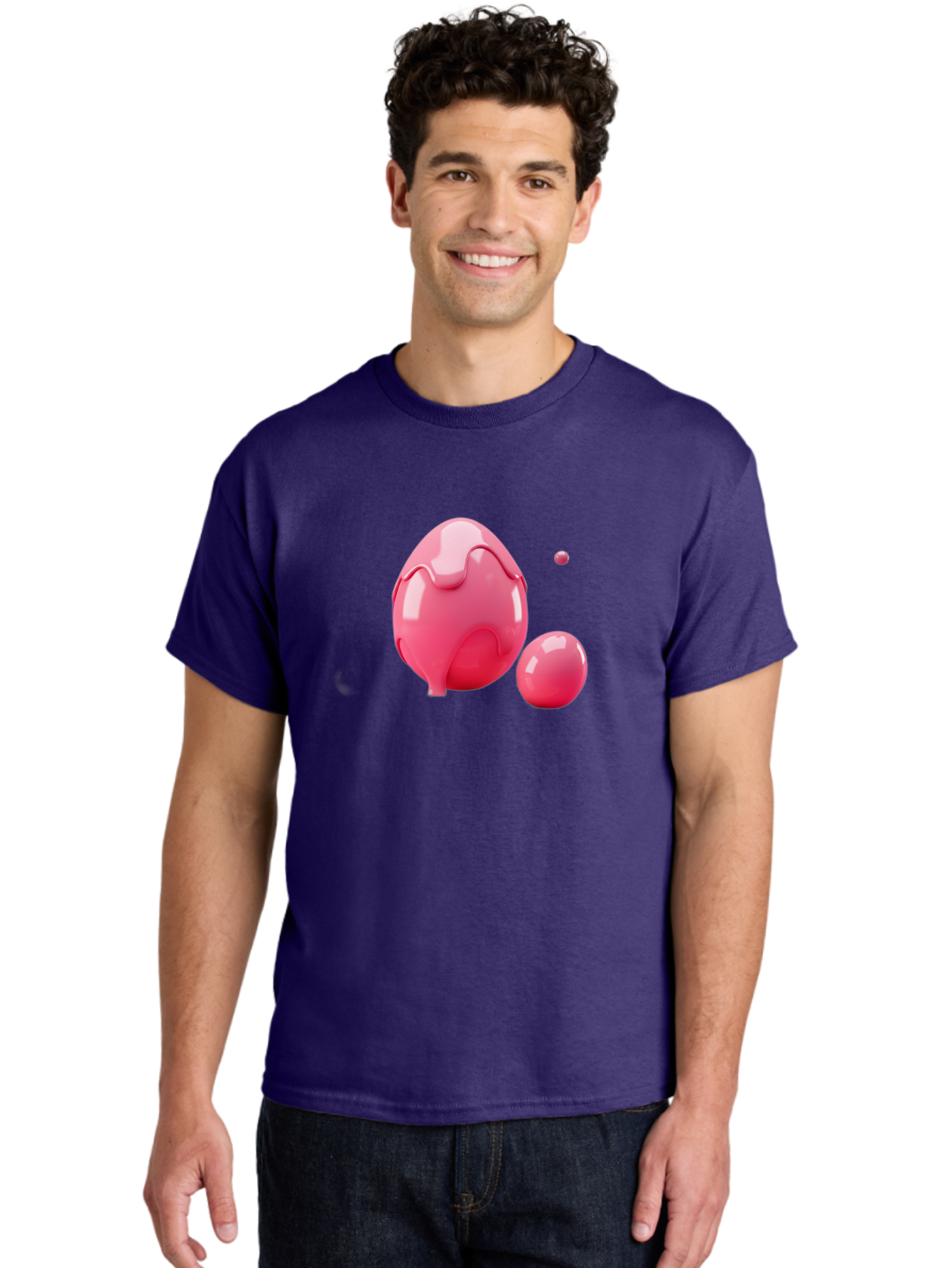 Pink-Liquid-Spheres Men'S Graphic Tee, 100% Cotton, Comfortable Casual Summer Wear, Machine Washable, Pink Liquid, 3D Render, Glossy Spheres, Abstract Shapes, Vibrant Colors, Digital Art, Modern Design, Fluid Forms Bab172 24