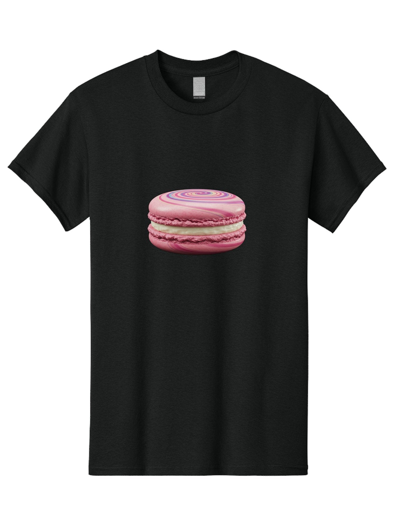 Pink-Macaron-1 Men'S Graphic Tee, 100% Cotton, Comfortable Casual Summer Wear, Machine Washable, Pink Macaron, Swirly Design, White Filling, French Dessert, Sweet Treat, Meringue-Based Cookie, Pastel Colors, Bakery Item, Dessert Lover, Foodie Bab173 6