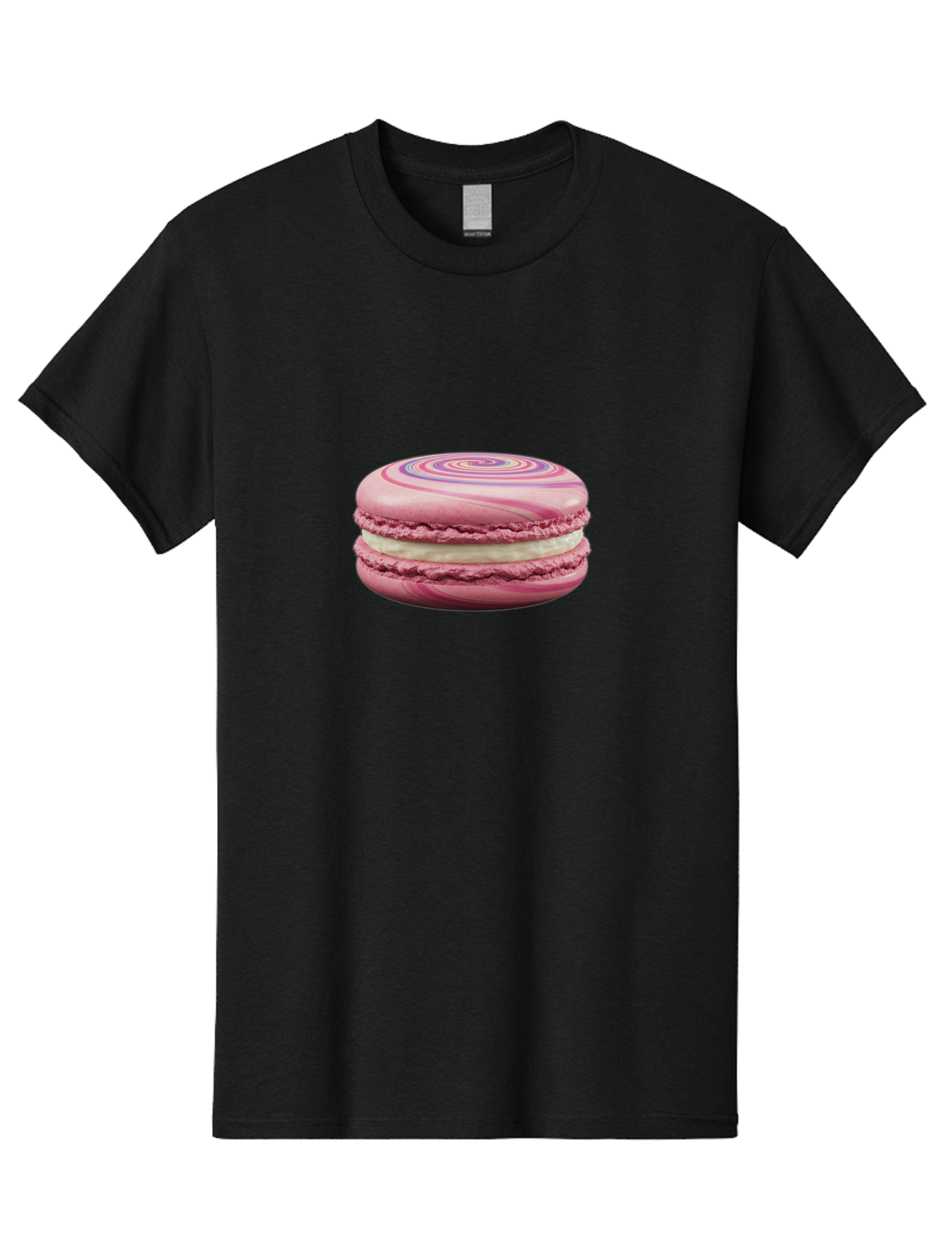 Pink-Macaron-1 Men'S Graphic Tee, 100% Cotton, Comfortable Casual Summer Wear, Machine Washable, Pink Macaron, Swirly Design, White Filling, French Dessert, Sweet Treat, Meringue-Based Cookie, Pastel Colors, Bakery Item, Dessert Lover, Foodie Bab173 27