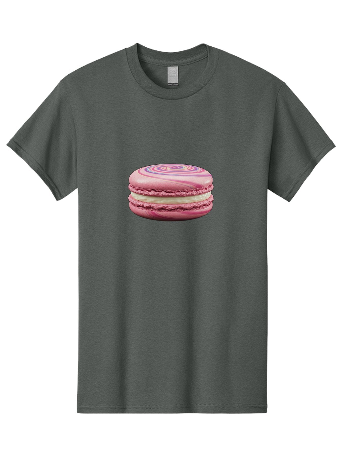 Pink-Macaron-1 Men'S Graphic Tee, 100% Cotton, Comfortable Casual Summer Wear, Machine Washable, Pink Macaron, Swirly Design, White Filling, French Dessert, Sweet Treat, Meringue-Based Cookie, Pastel Colors, Bakery Item, Dessert Lover, Foodie Bab173 11