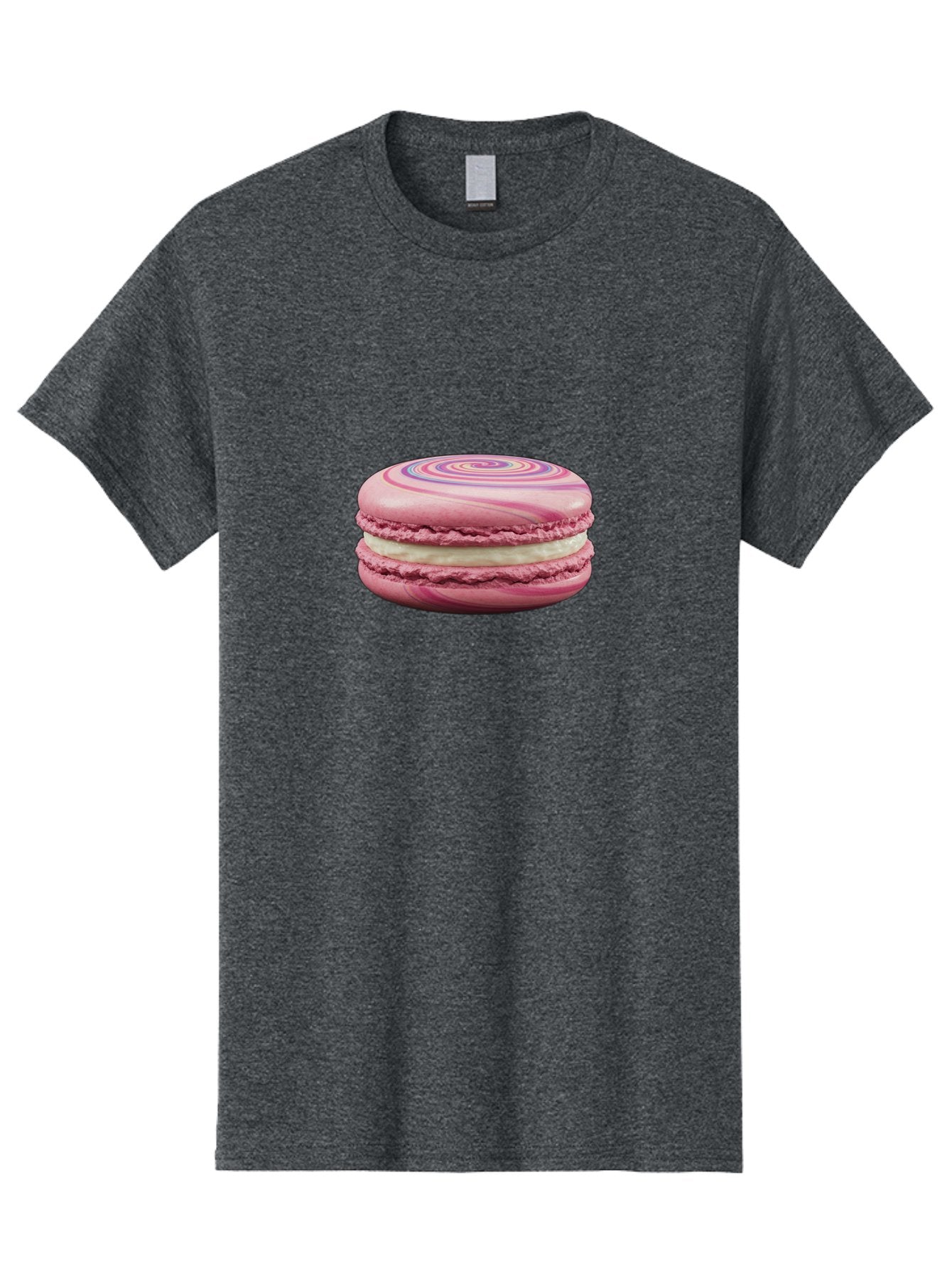 Pink-Macaron-1 Men'S Graphic Tee, 100% Cotton, Comfortable Casual Summer Wear, Machine Washable, Pink Macaron, Swirly Design, White Filling, French Dessert, Sweet Treat, Meringue-Based Cookie, Pastel Colors, Bakery Item, Dessert Lover, Foodie Bab173 5
