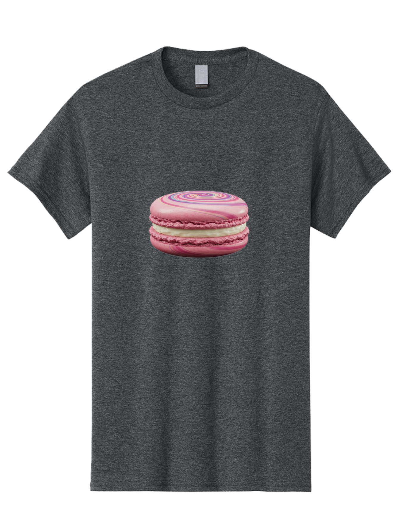 Pink-Macaron-1 Men'S Graphic Tee, 100% Cotton, Comfortable Casual Summer Wear, Machine Washable, Pink Macaron, Swirly Design, White Filling, French Dessert, Sweet Treat, Meringue-Based Cookie, Pastel Colors, Bakery Item, Dessert Lover, Foodie Bab173 9