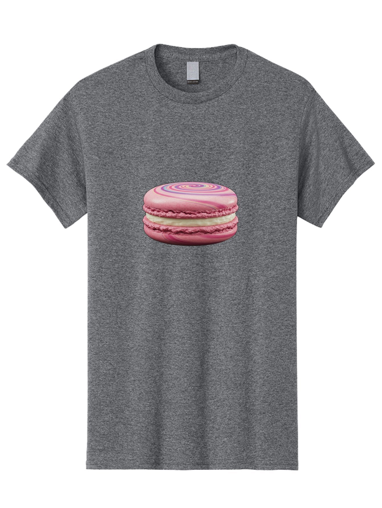 Pink-Macaron-1 Men'S Graphic Tee, 100% Cotton, Comfortable Casual Summer Wear, Machine Washable, Pink Macaron, Swirly Design, White Filling, French Dessert, Sweet Treat, Meringue-Based Cookie, Pastel Colors, Bakery Item, Dessert Lover, Foodie Bab173 14