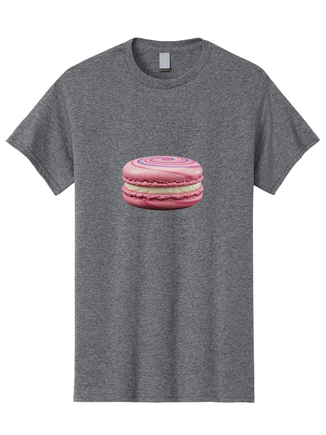 Pink-Macaron-1 Men'S Graphic Tee, 100% Cotton, Comfortable Casual Summer Wear, Machine Washable, Pink Macaron, Swirly Design, White Filling, French Dessert, Sweet Treat, Meringue-Based Cookie, Pastel Colors, Bakery Item, Dessert Lover, Foodie Bab173 11