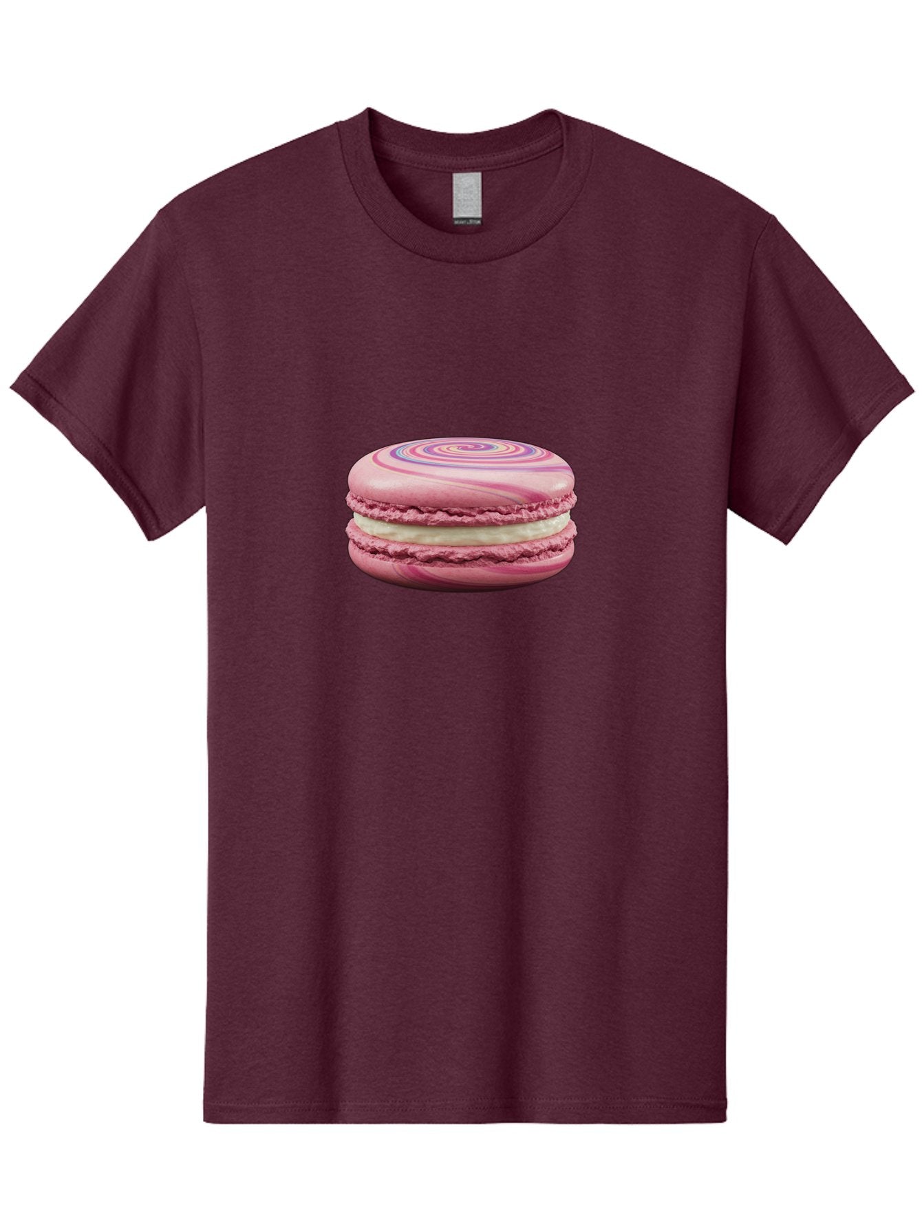 Pink-Macaron-1 Men'S Graphic Tee, 100% Cotton, Comfortable Casual Summer Wear, Machine Washable, Pink Macaron, Swirly Design, White Filling, French Dessert, Sweet Treat, Meringue-Based Cookie, Pastel Colors, Bakery Item, Dessert Lover, Foodie Bab173 7