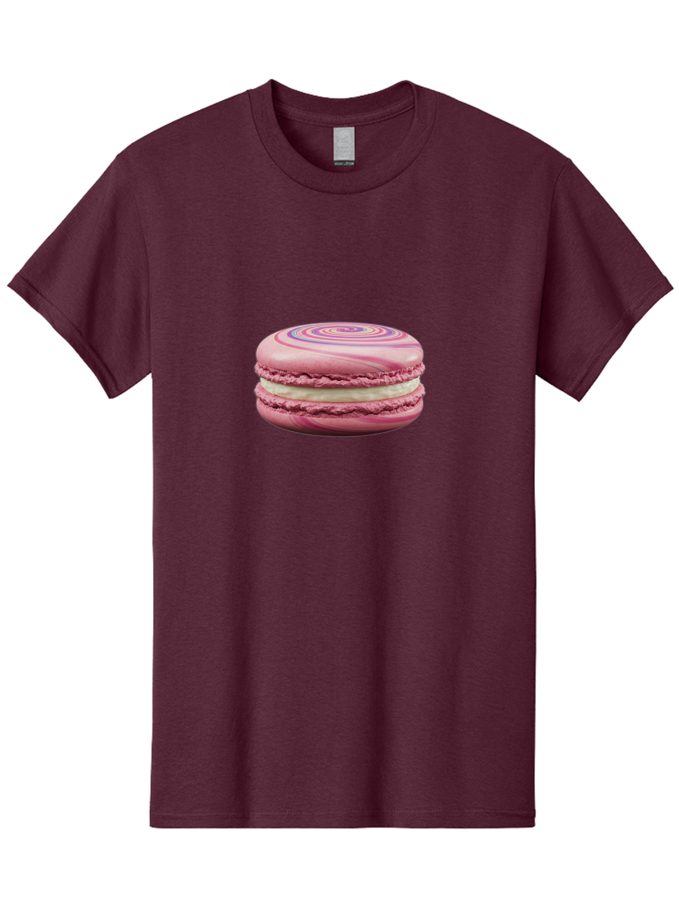 Pink-Macaron-1 Men'S Graphic Tee, 100% Cotton, Comfortable Casual Summer Wear, Machine Washable, Pink Macaron, Swirly Design, White Filling, French Dessert, Sweet Treat, Meringue-Based Cookie, Pastel Colors, Bakery Item, Dessert Lover, Foodie Bab173 15