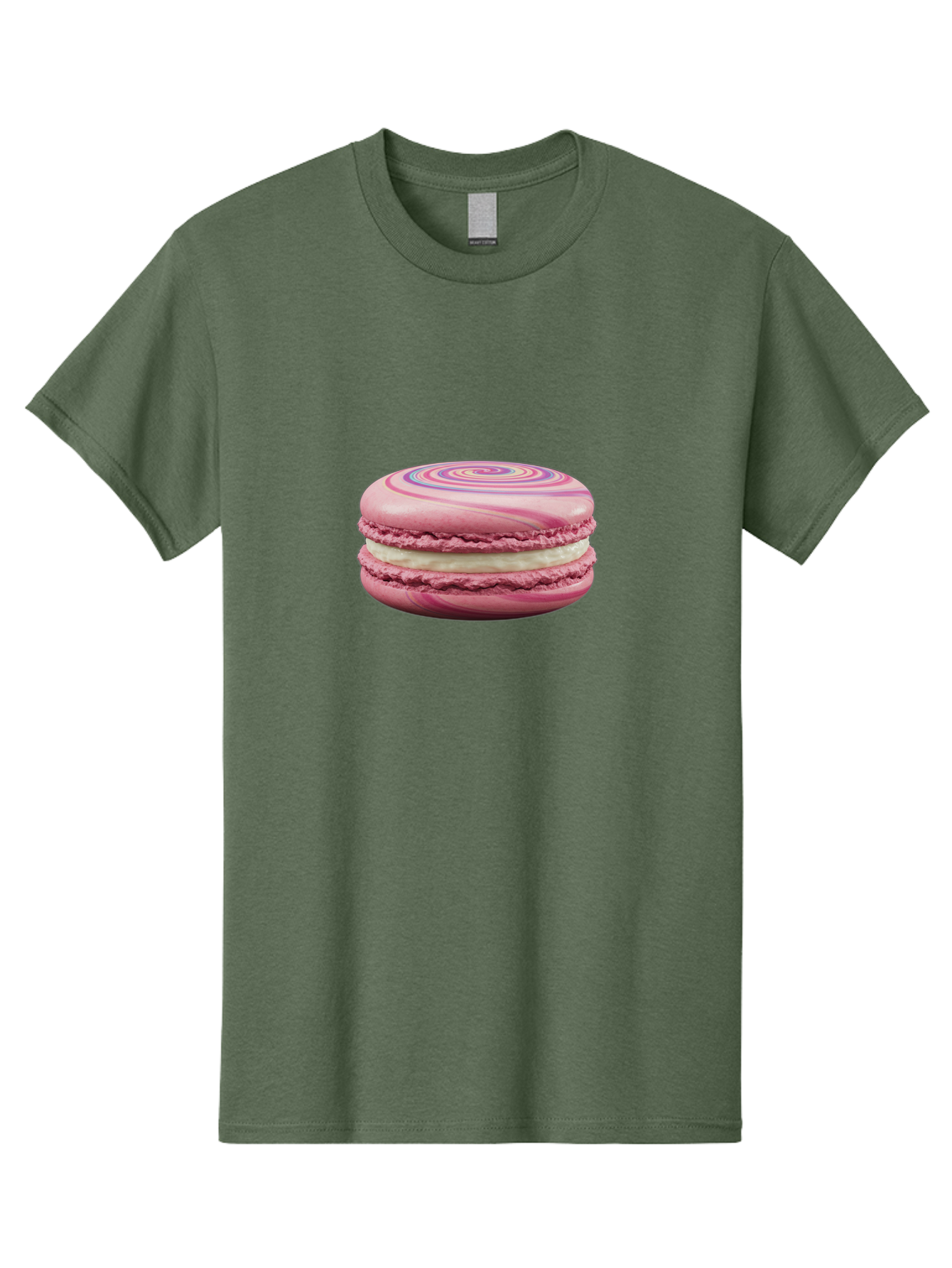 Pink-Macaron-1 Men'S Graphic Tee, 100% Cotton, Comfortable Casual Summer Wear, Machine Washable, Pink Macaron, Swirly Design, White Filling, French Dessert, Sweet Treat, Meringue-Based Cookie, Pastel Colors, Bakery Item, Dessert Lover, Foodie Bab173 17