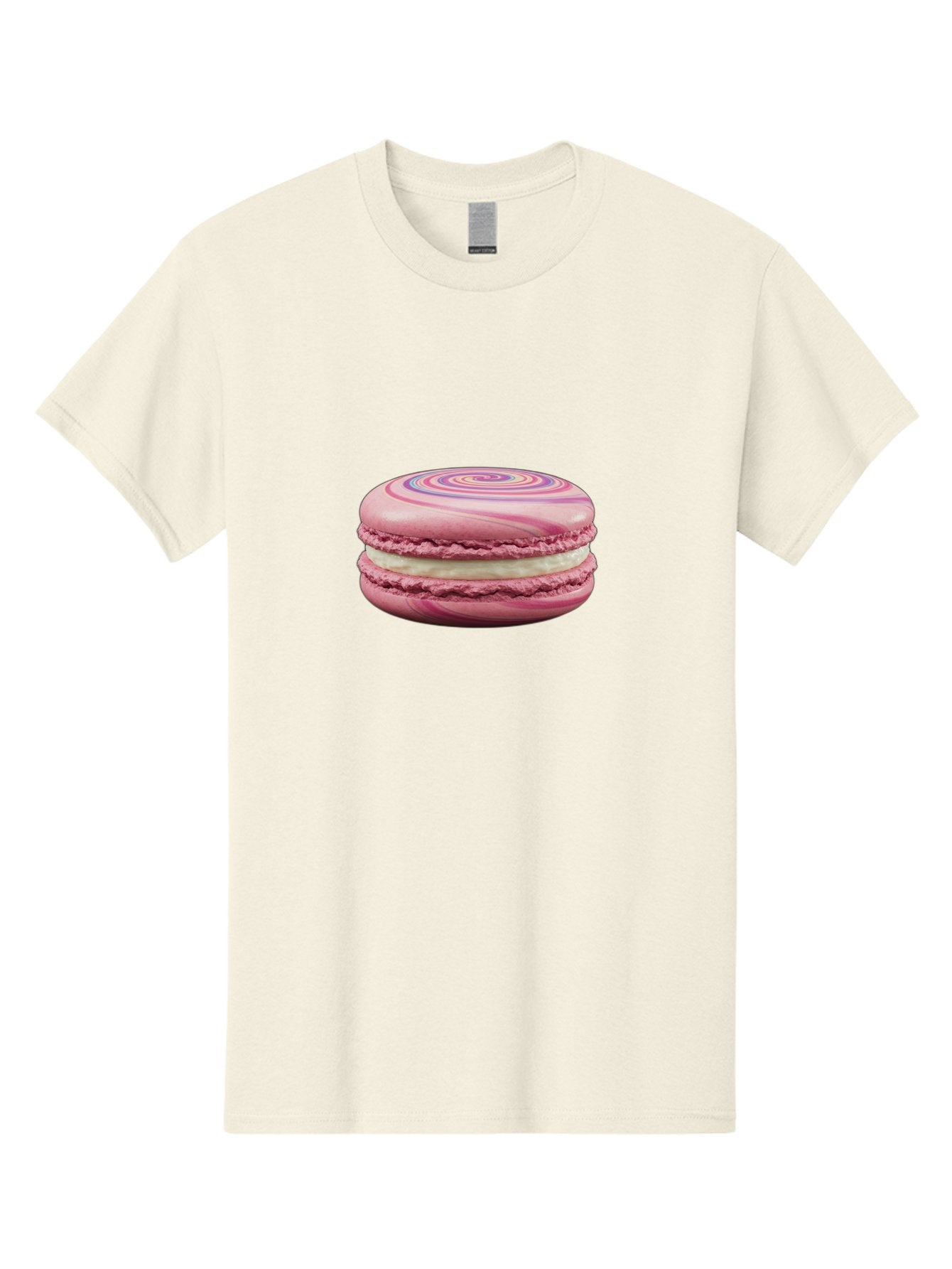 Pink-Macaron-1 Men'S Graphic Tee, 100% Cotton, Comfortable Casual Summer Wear, Machine Washable, Pink Macaron, Swirly Design, White Filling, French Dessert, Sweet Treat, Meringue-Based Cookie, Pastel Colors, Bakery Item, Dessert Lover, Foodie Bab173 10