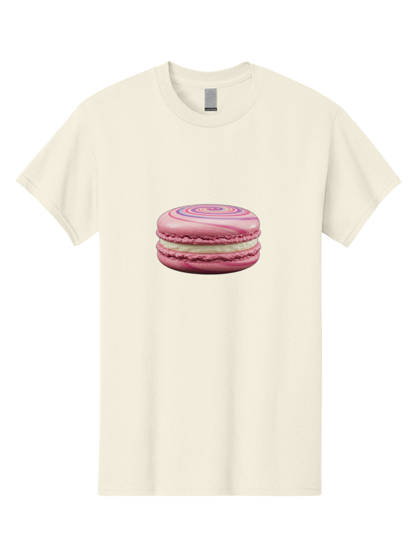 Pink-Macaron-1 Men'S Graphic Tee, 100% Cotton, Comfortable Casual Summer Wear, Machine Washable, Pink Macaron, Swirly Design, White Filling, French Dessert, Sweet Treat, Meringue-Based Cookie, Pastel Colors, Bakery Item, Dessert Lover, Foodie Bab173 5
