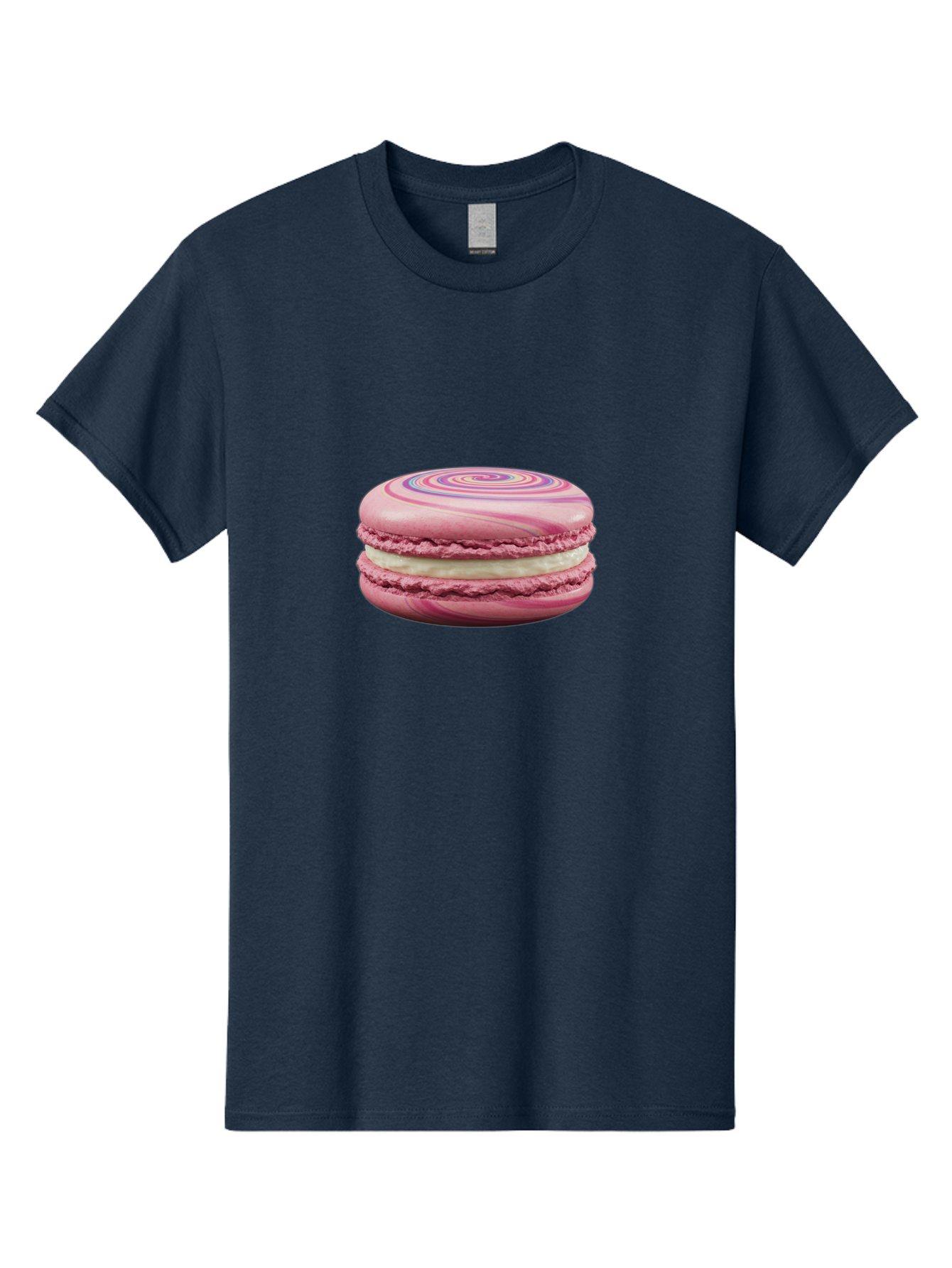 Pink-Macaron-1 Men'S Graphic Tee, 100% Cotton, Comfortable Casual Summer Wear, Machine Washable, Pink Macaron, Swirly Design, White Filling, French Dessert, Sweet Treat, Meringue-Based Cookie, Pastel Colors, Bakery Item, Dessert Lover, Foodie Bab173 21