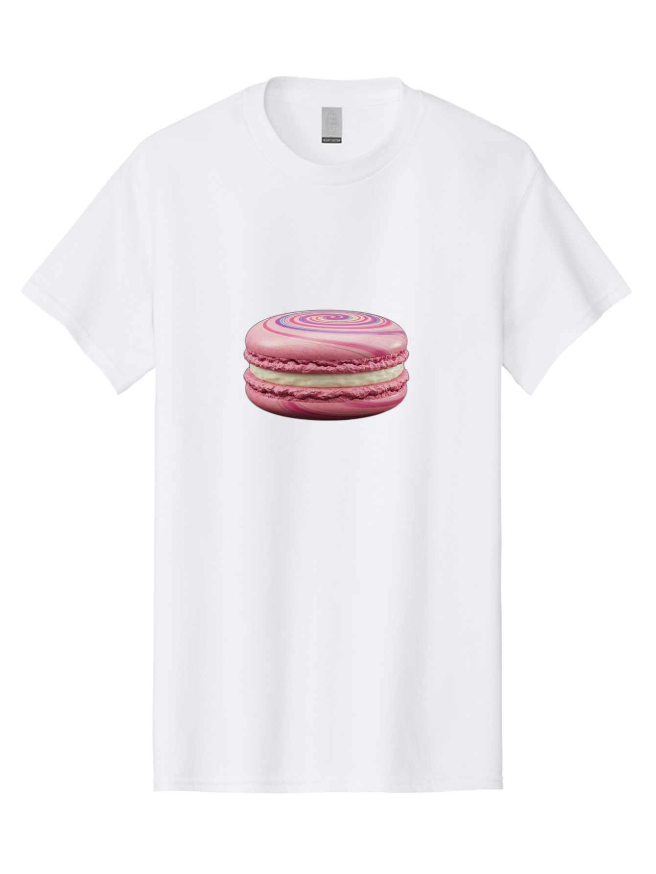 Pink-Macaron-1 Men'S Graphic Tee, 100% Cotton, Comfortable Casual Summer Wear, Machine Washable, Pink Macaron, Swirly Design, White Filling, French Dessert, Sweet Treat, Meringue-Based Cookie, Pastel Colors, Bakery Item, Dessert Lover, Foodie Bab173 7
