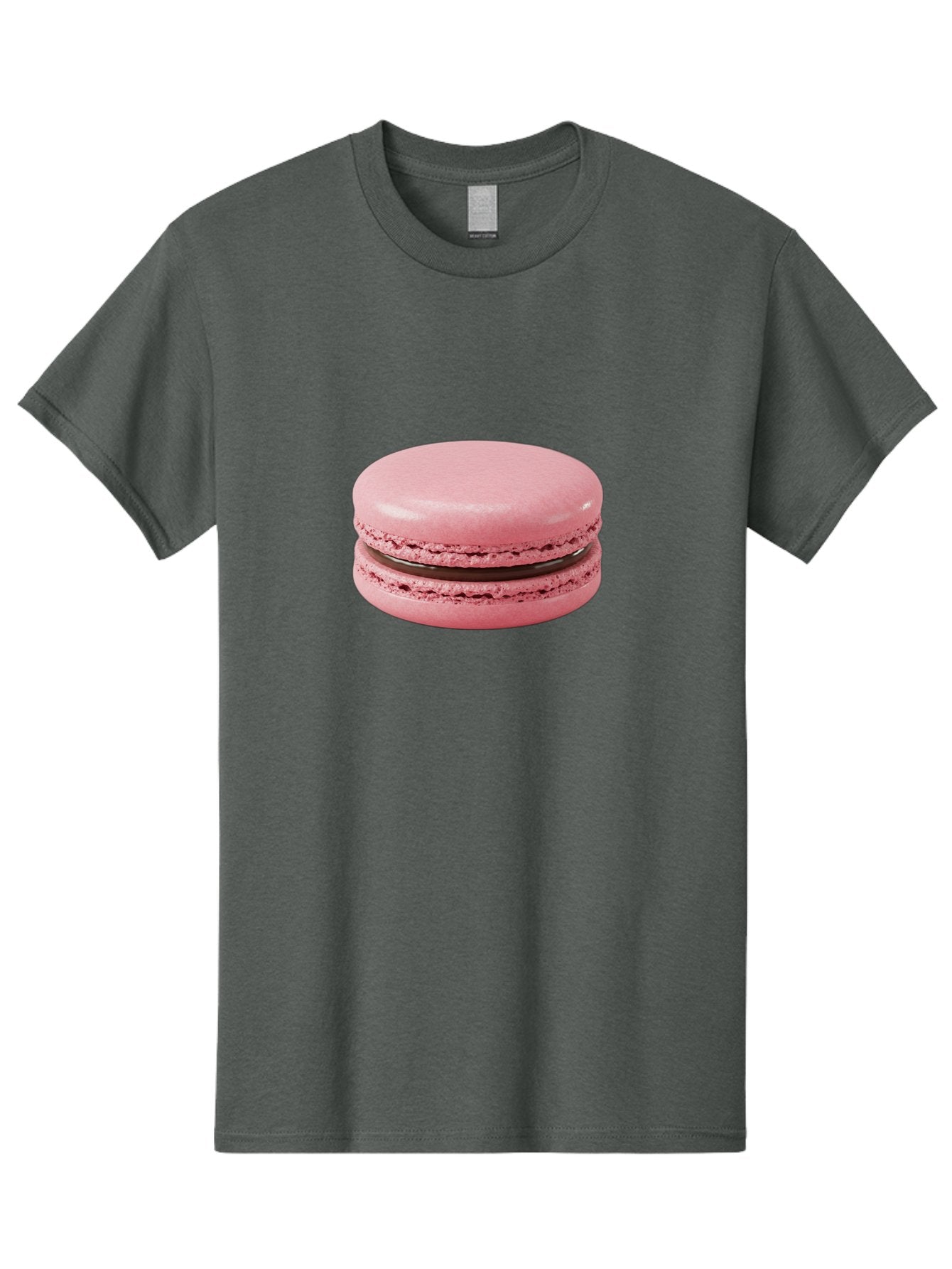 Pink-Macaron-2 Men'S Graphic Tee, 100% Cotton, Comfortable Casual Summer Wear, Machine Washable, Pink Macaroon, Chocolate Filling, Sweet Treat, Dessert, French Patisserie, Delicate Meringue, Gourmet Snack, Macaroon Texture, Pink Color Bab174 3