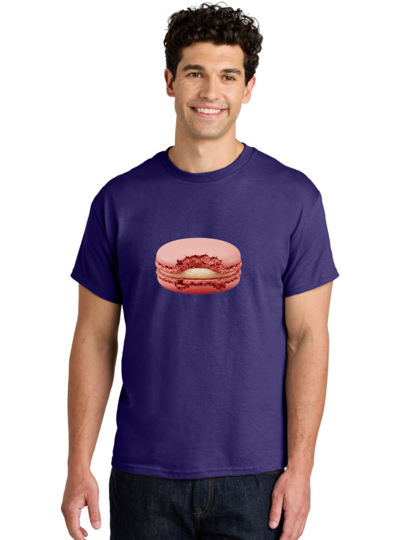 Pink-Macaron-4 Men'S Graphic Tee, 100% Cotton, Comfortable Casual Summer Wear, Machine Washable, Pink Macaron, French Dessert, Buttercream Filling, Sweet Treat, Delicate Meringue, Macarons, Dessert Lover, Chewy Texture, Sweet Indulgence Bab176 24