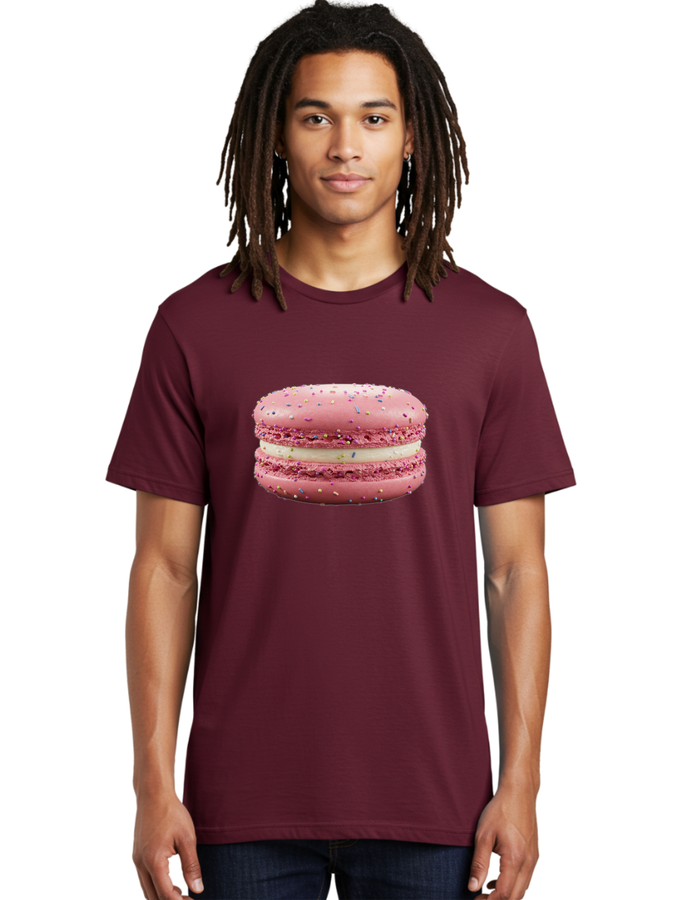 Pink-Macaron-8 Men'S Graphic Tee, 100% Cotton, Comfortable Casual Summer Wear, Machine Washable, Pink Macaron, French Dessert, Sweet Treats, Colorful Sprinkles, Creamy Filling, Pastel Colors, Delicious Pastry, Baked Goods, Dessert Lover Bab180 16
