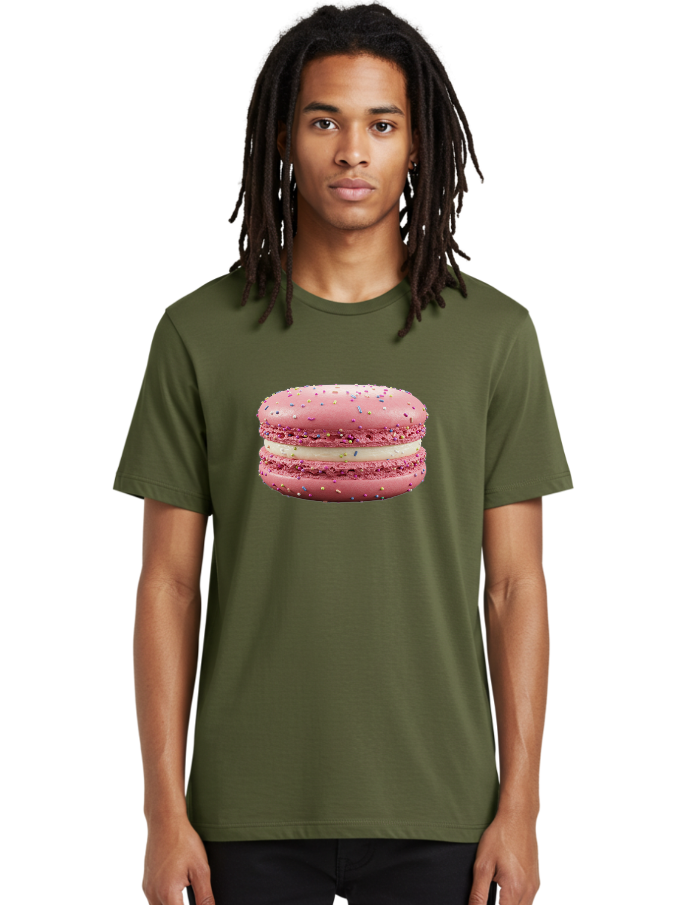 Pink-Macaron-8 Men'S Graphic Tee, 100% Cotton, Comfortable Casual Summer Wear, Machine Washable, Pink Macaron, French Dessert, Sweet Treats, Colorful Sprinkles, Creamy Filling, Pastel Colors, Delicious Pastry, Baked Goods, Dessert Lover Bab180 18