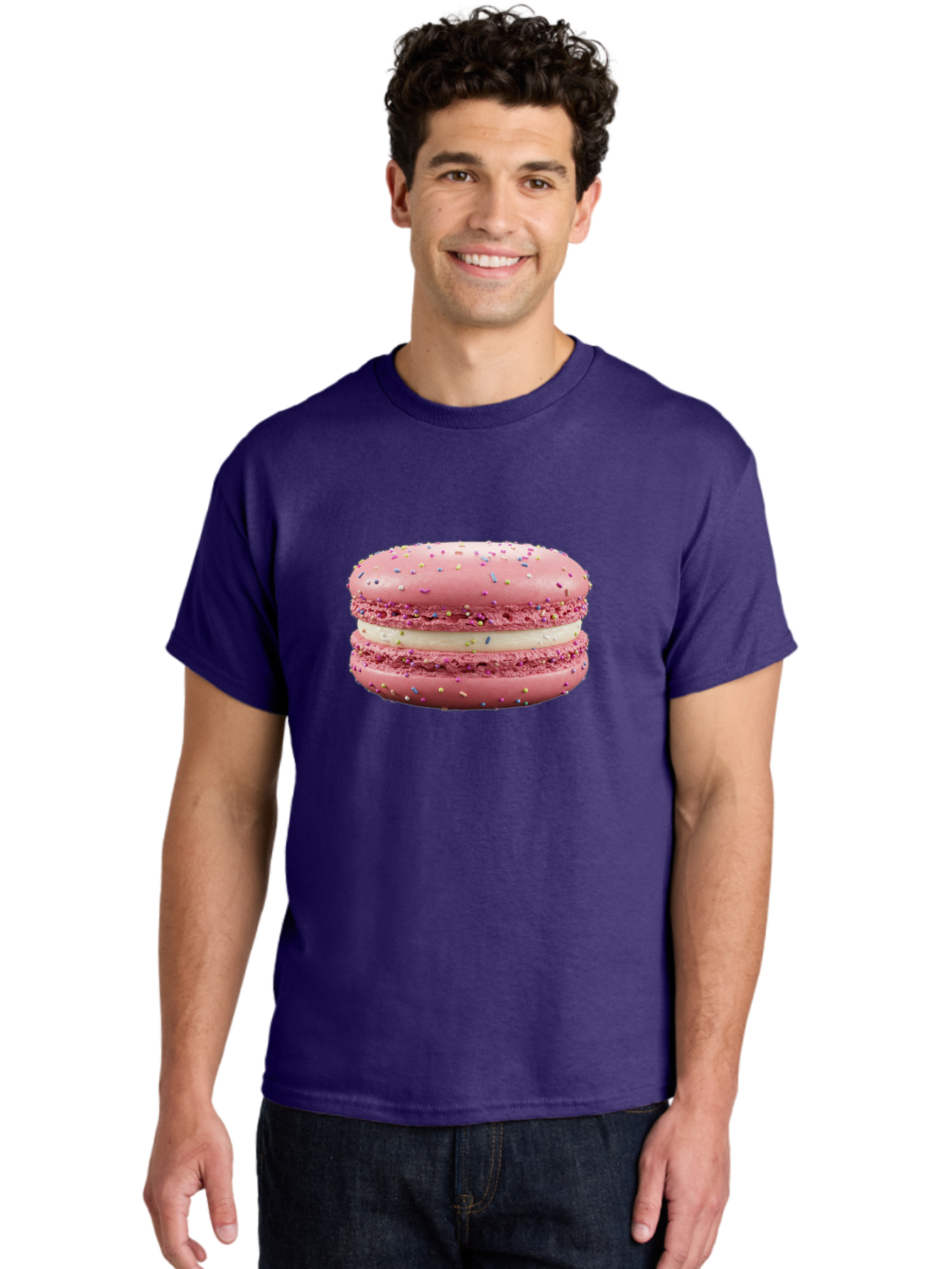 Pink-Macaron-8 Men'S Graphic Tee, 100% Cotton, Comfortable Casual Summer Wear, Machine Washable, Pink Macaron, French Dessert, Sweet Treats, Colorful Sprinkles, Creamy Filling, Pastel Colors, Delicious Pastry, Baked Goods, Dessert Lover Bab180 24