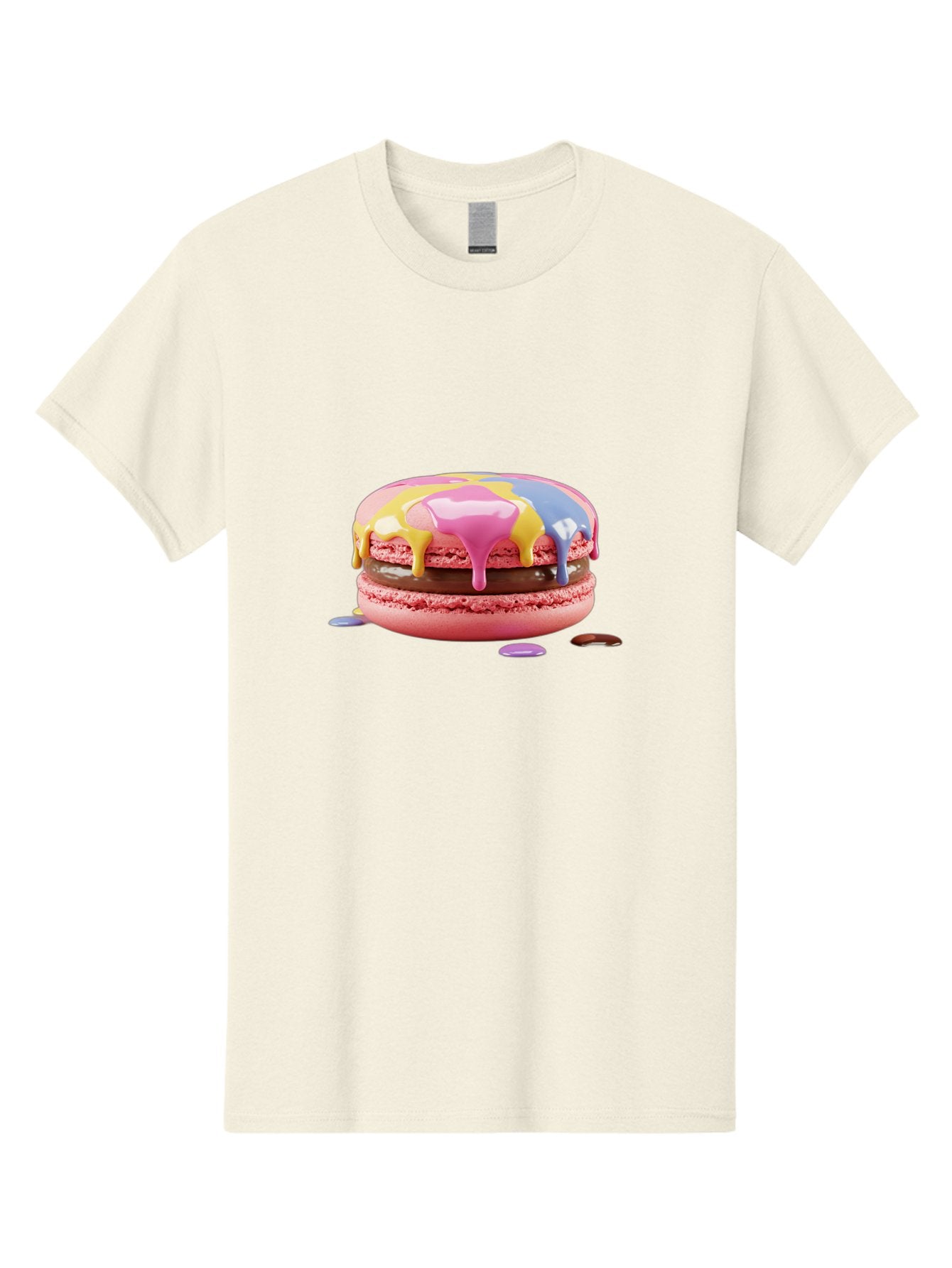 Pink-Macaron-9 Men'S Graphic Tee, 100% Cotton, Comfortable Casual Summer Wear, Machine Washable, Pink Macarons With Chocolate Ganache Filling, Pastel-Colored Icing, Colorful Dessert, Sweet Treats, Macaron Decorations, Dessert Art, Bab181 13