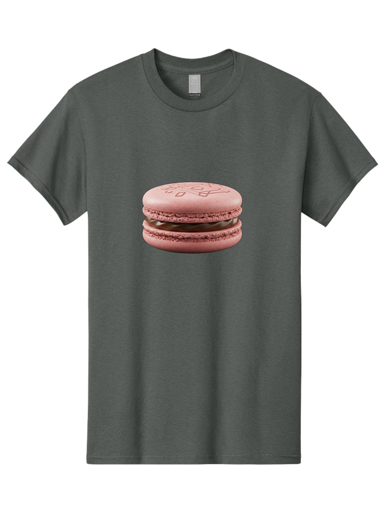 Pink-Macaron-With-Chocolate-Filling Men'S Graphic Tee, 100% Cotton, Comfortable Casual Summer Wear, Machine Washable, Pink Macaron, Chocolate Filling, Love Design, French Dessert, Sweet Treat, Delicate Meringue, Chocolate Ganache, Baked Goods Bab182 7