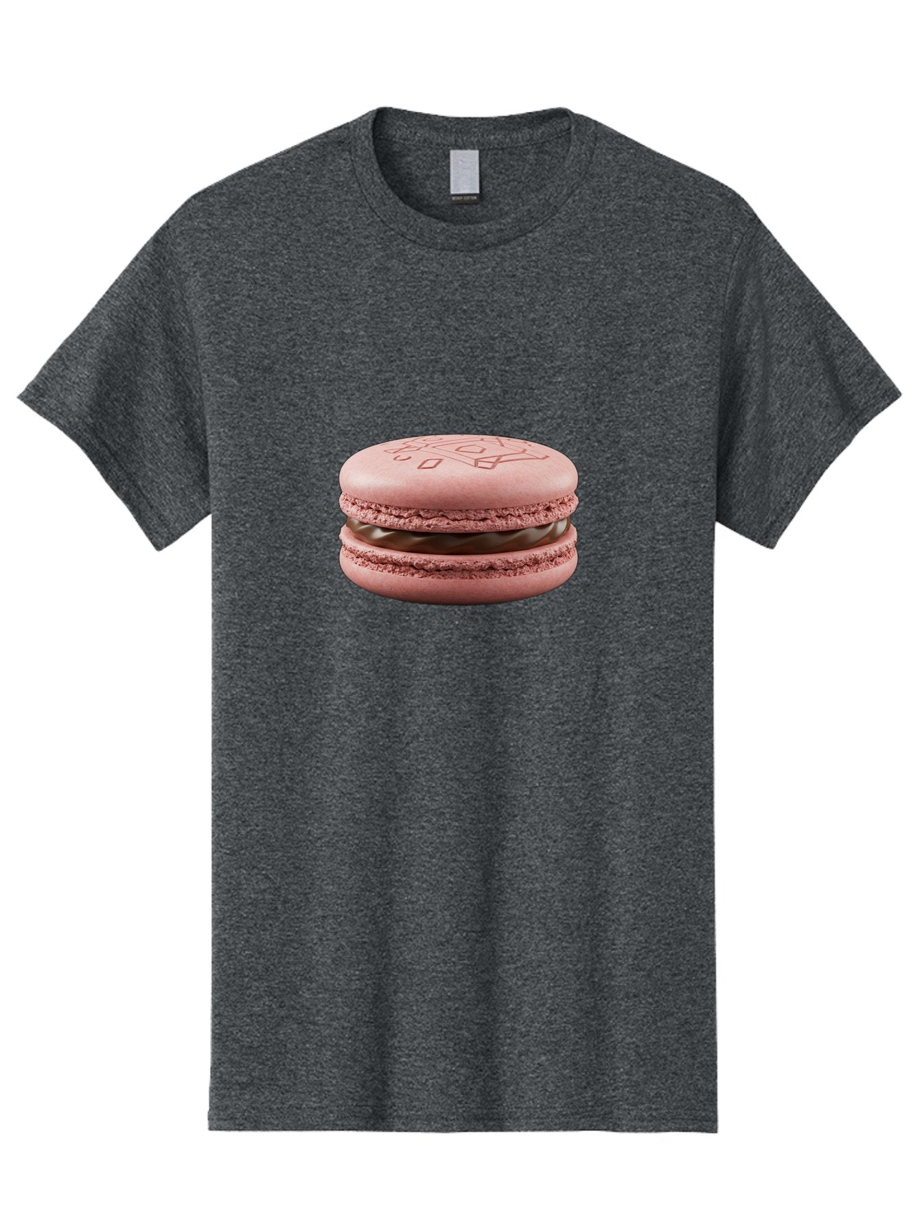 Pink-Macaron-With-Chocolate-Filling Men'S Graphic Tee, 100% Cotton, Comfortable Casual Summer Wear, Machine Washable, Pink Macaron, Chocolate Filling, Love Design, French Dessert, Sweet Treat, Delicate Meringue, Chocolate Ganache, Baked Goods Bab182 5