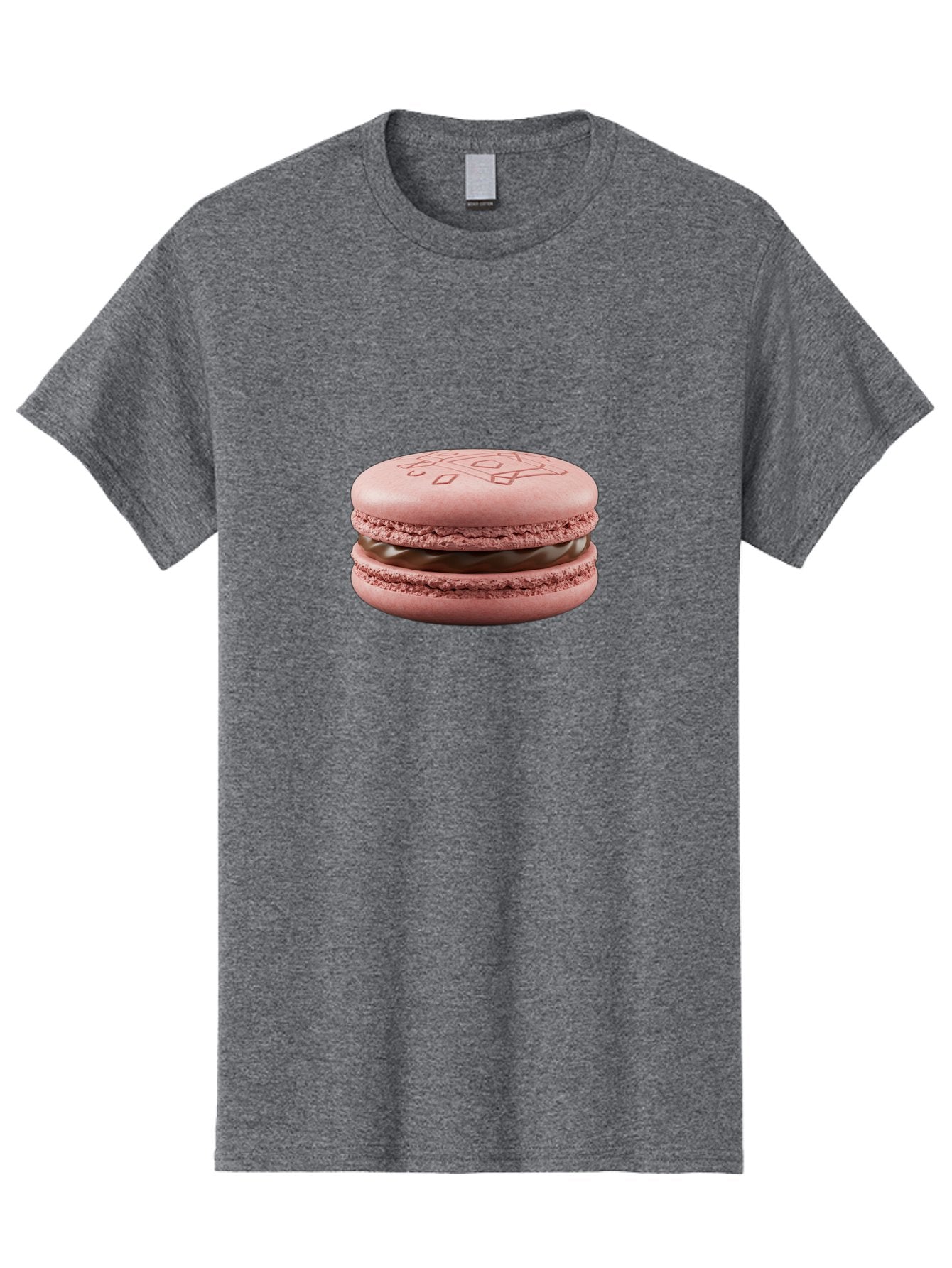 Pink-Macaron-With-Chocolate-Filling Men'S Graphic Tee, 100% Cotton, Comfortable Casual Summer Wear, Machine Washable, Pink Macaron, Chocolate Filling, Love Design, French Dessert, Sweet Treat, Delicate Meringue, Chocolate Ganache, Baked Goods Bab182