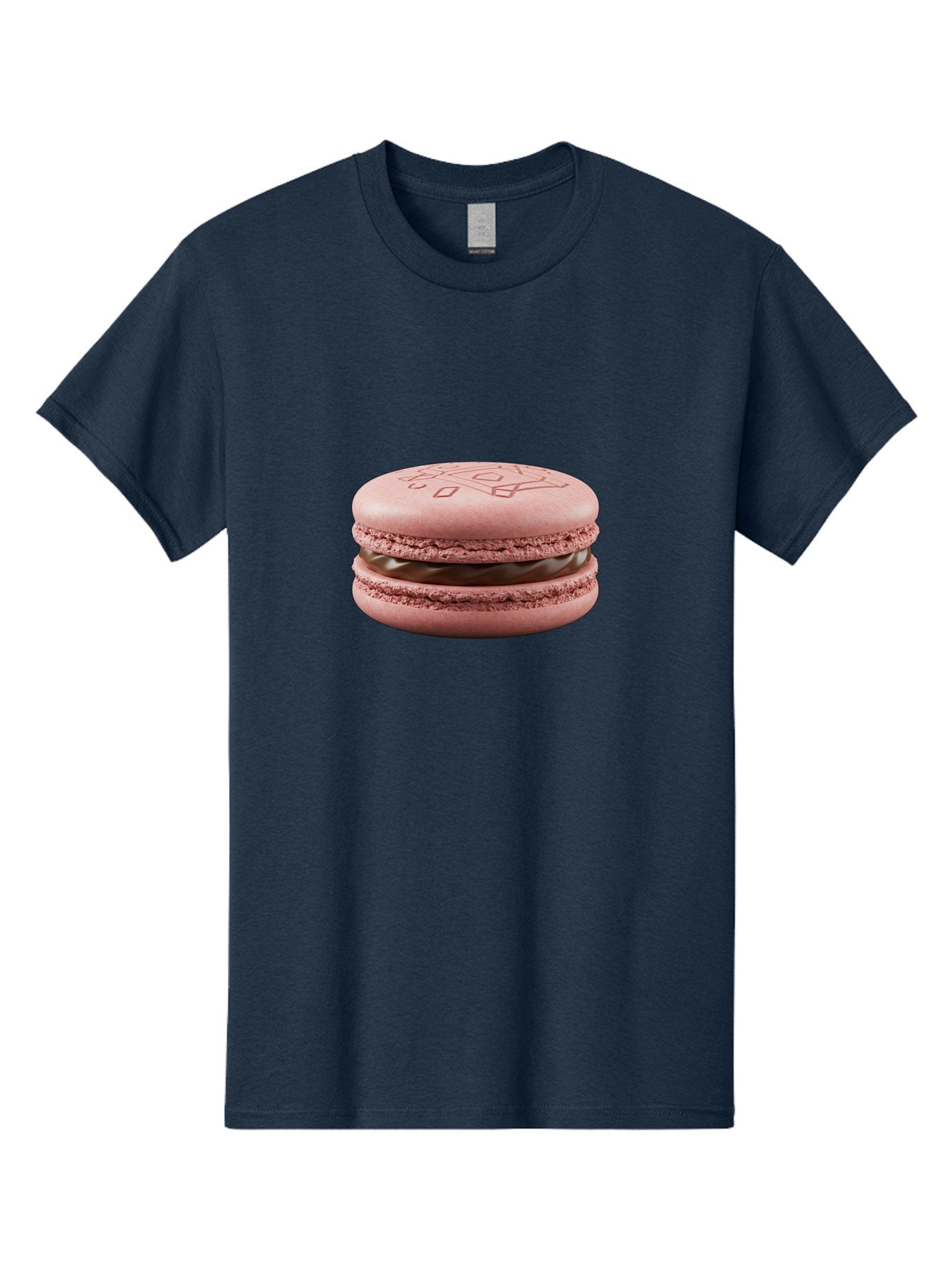 Pink-Macaron-With-Chocolate-Filling Men'S Graphic Tee, 100% Cotton, Comfortable Casual Summer Wear, Machine Washable, Pink Macaron, Chocolate Filling, Love Design, French Dessert, Sweet Treat, Delicate Meringue, Chocolate Ganache, Baked Goods Bab182 6